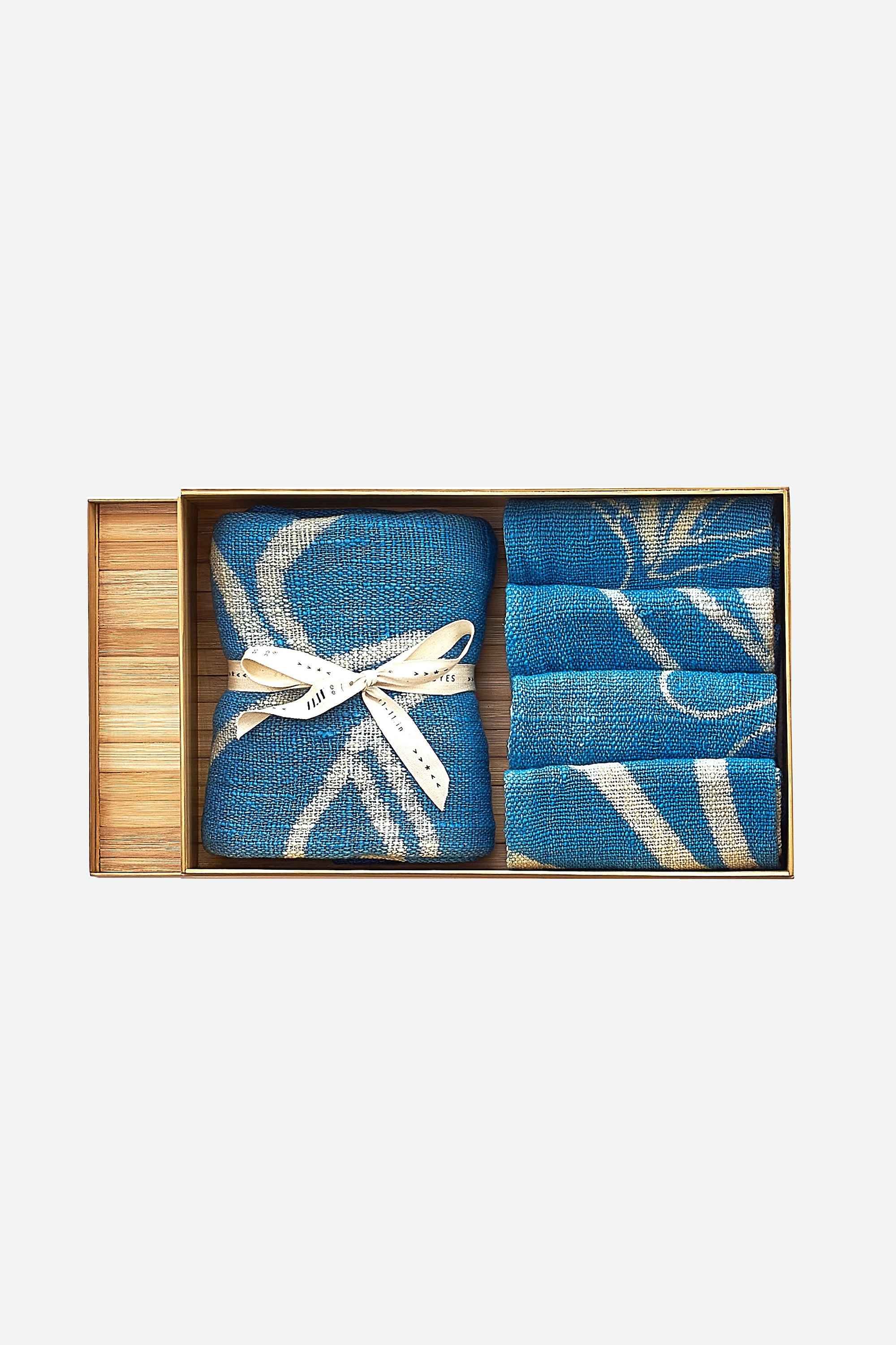 INDIGO HAND PAINTED TOWEL BOX SET