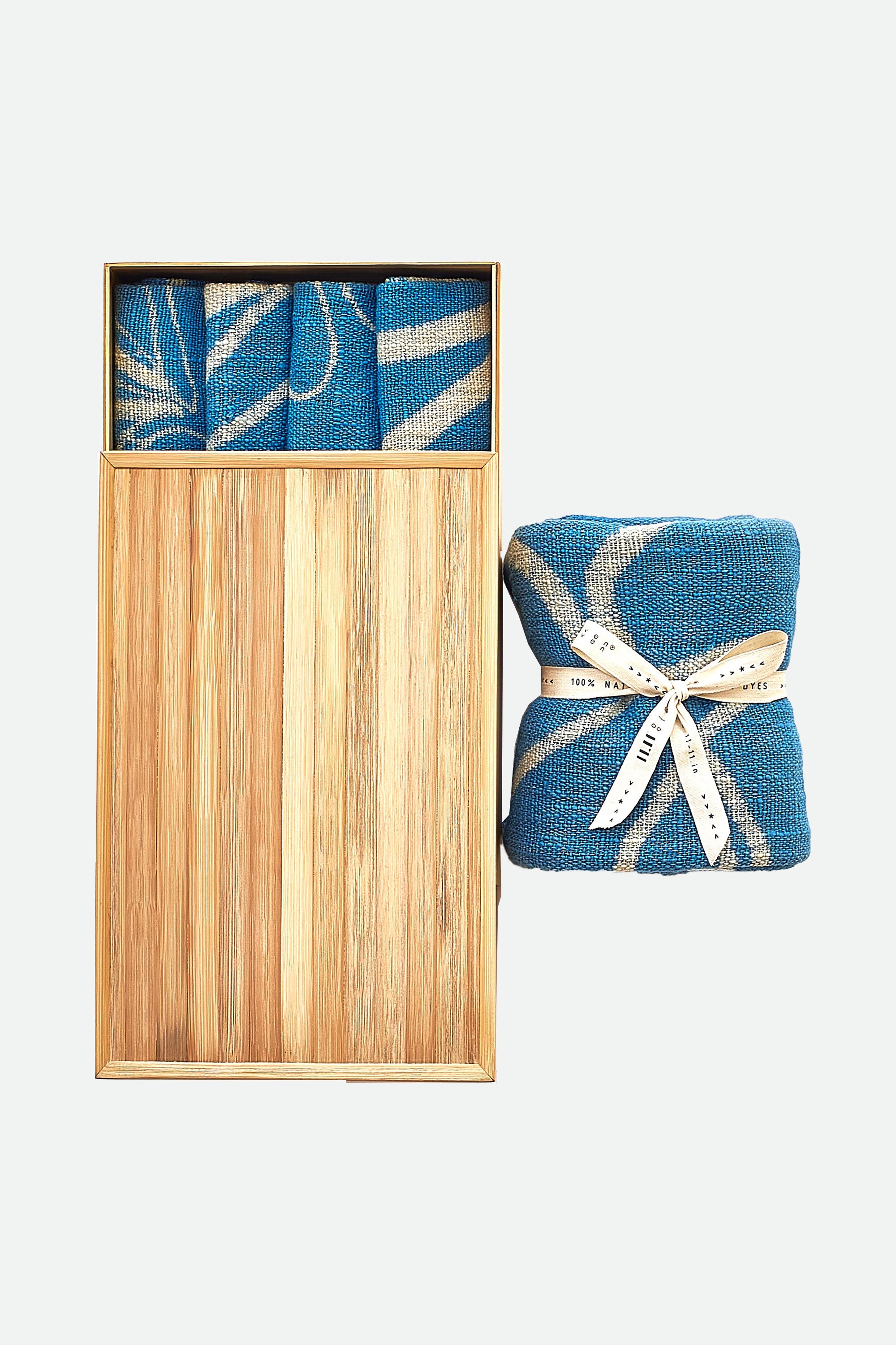 INDIGO HAND PAINTED TOWEL BOX SET