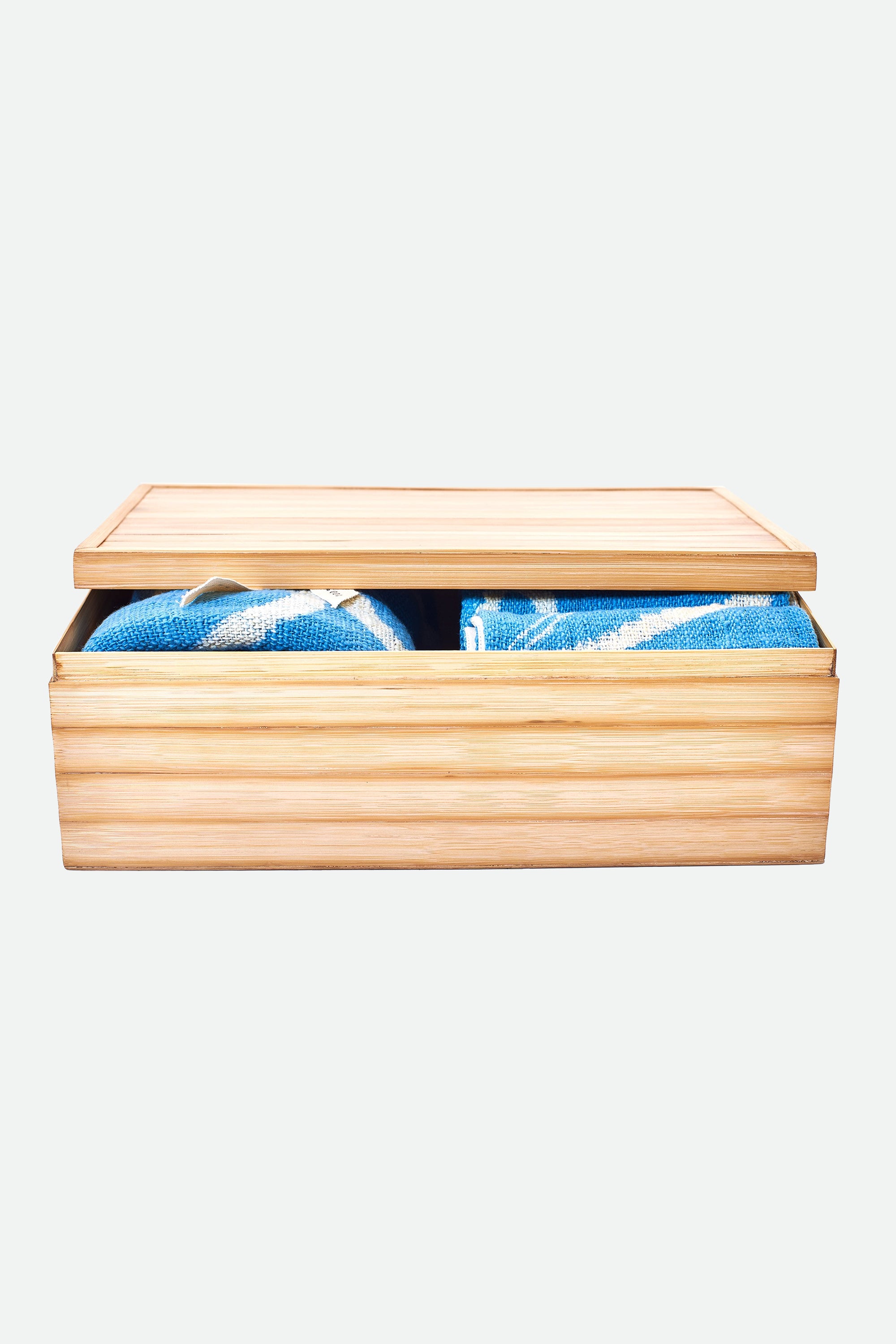 INDIGO HAND PAINTED TOWEL BOX SET
