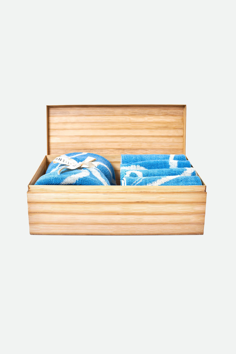 Indigo Hand Painted Towel Box Set