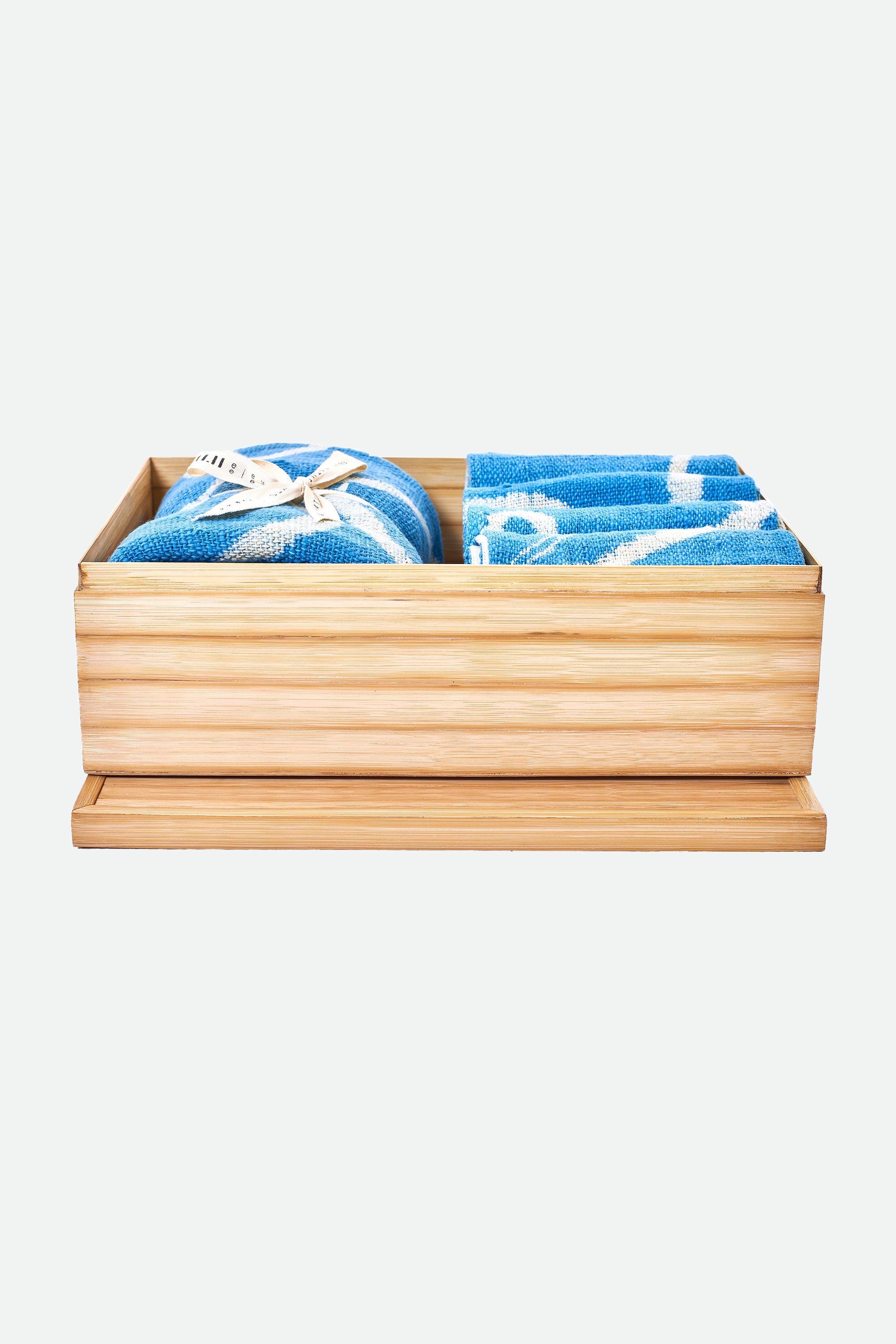 INDIGO HAND PAINTED TOWEL BOX SET