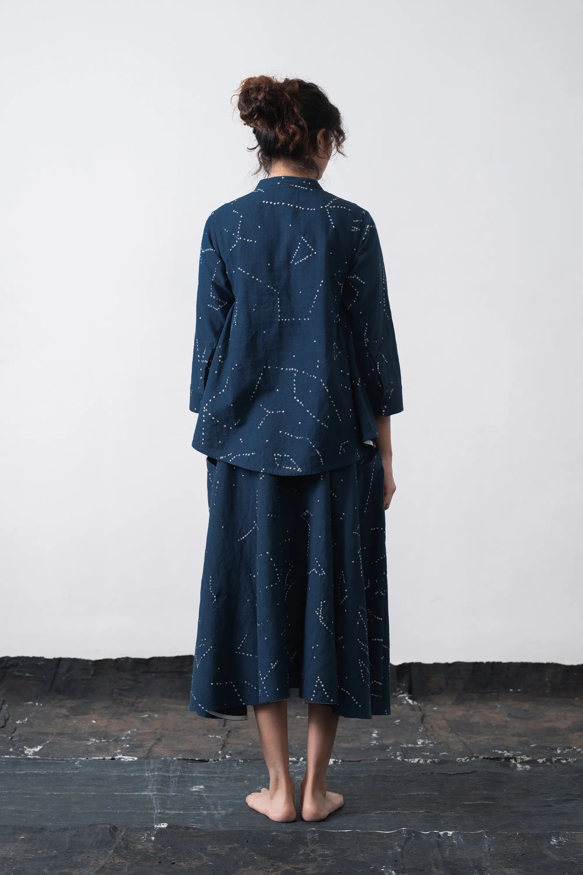 Light Volume Bandhani Skirt in Space Blue