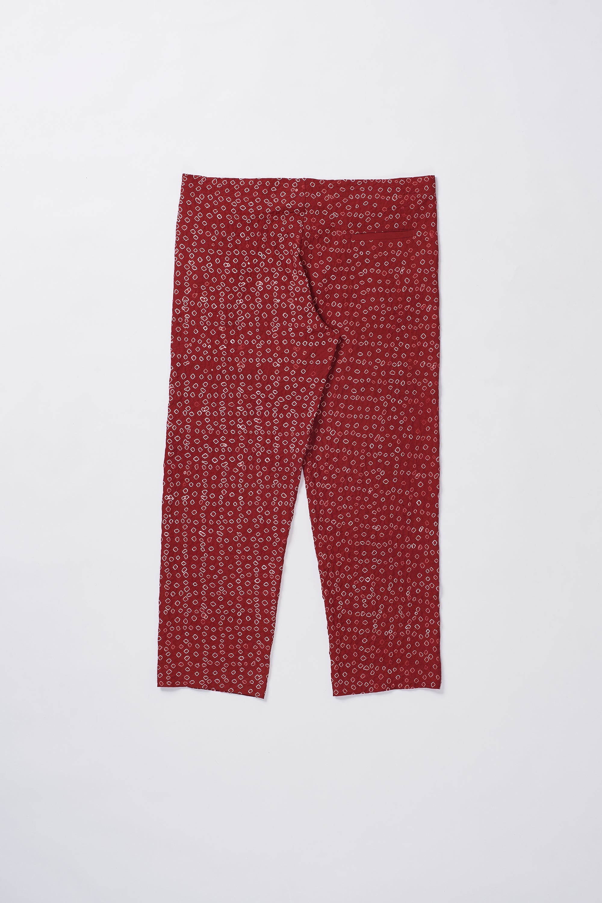 CRIMSON PINK SILK BANDHANI PANTS