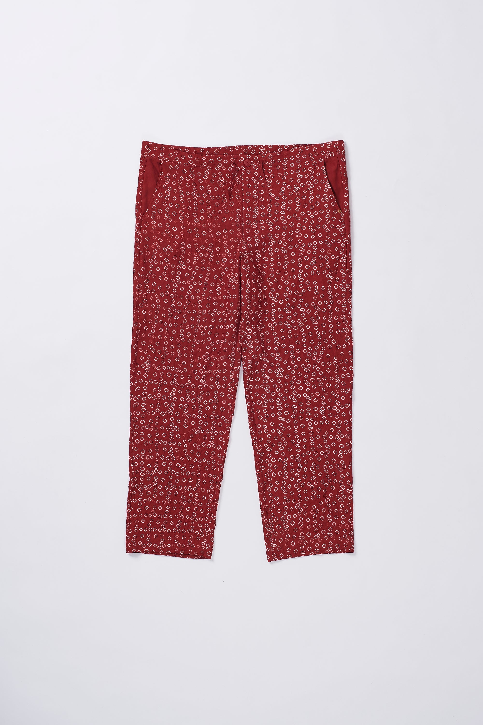 CRIMSON PINK SILK BANDHANI PANTS