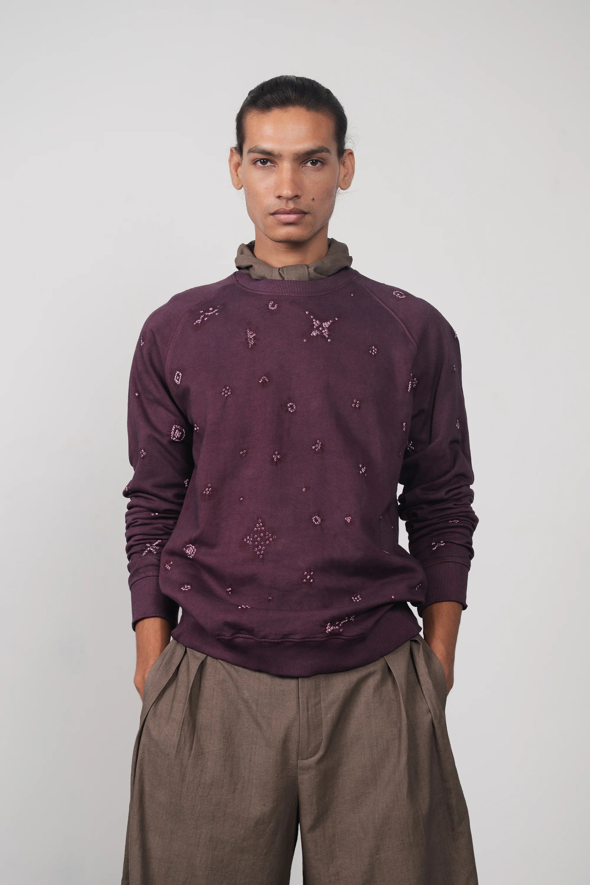 BANDHANI SWEATSHIRT IN PURPLE RED
