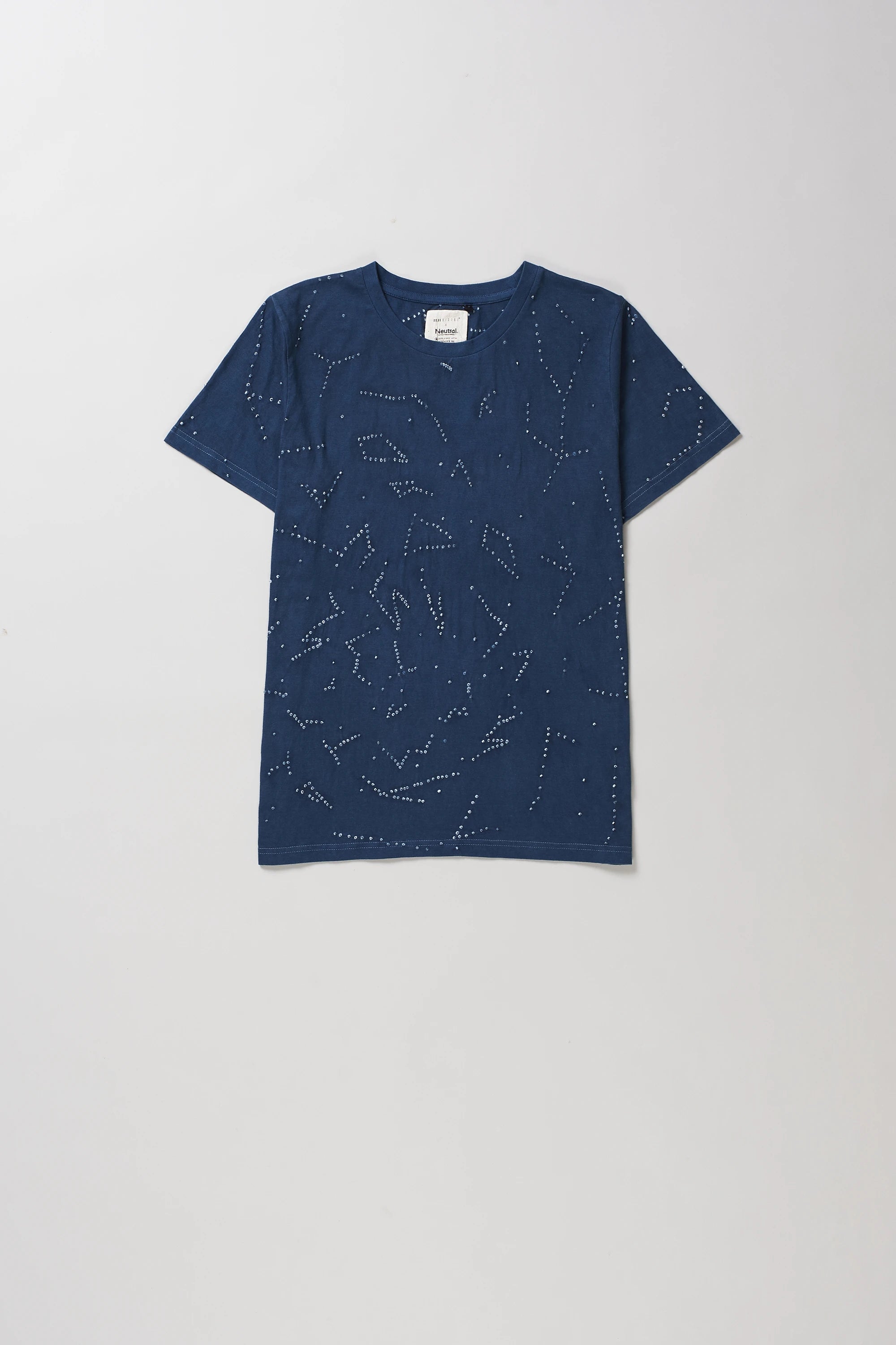 Cotton Bandhani T-Shirt in Space Blue