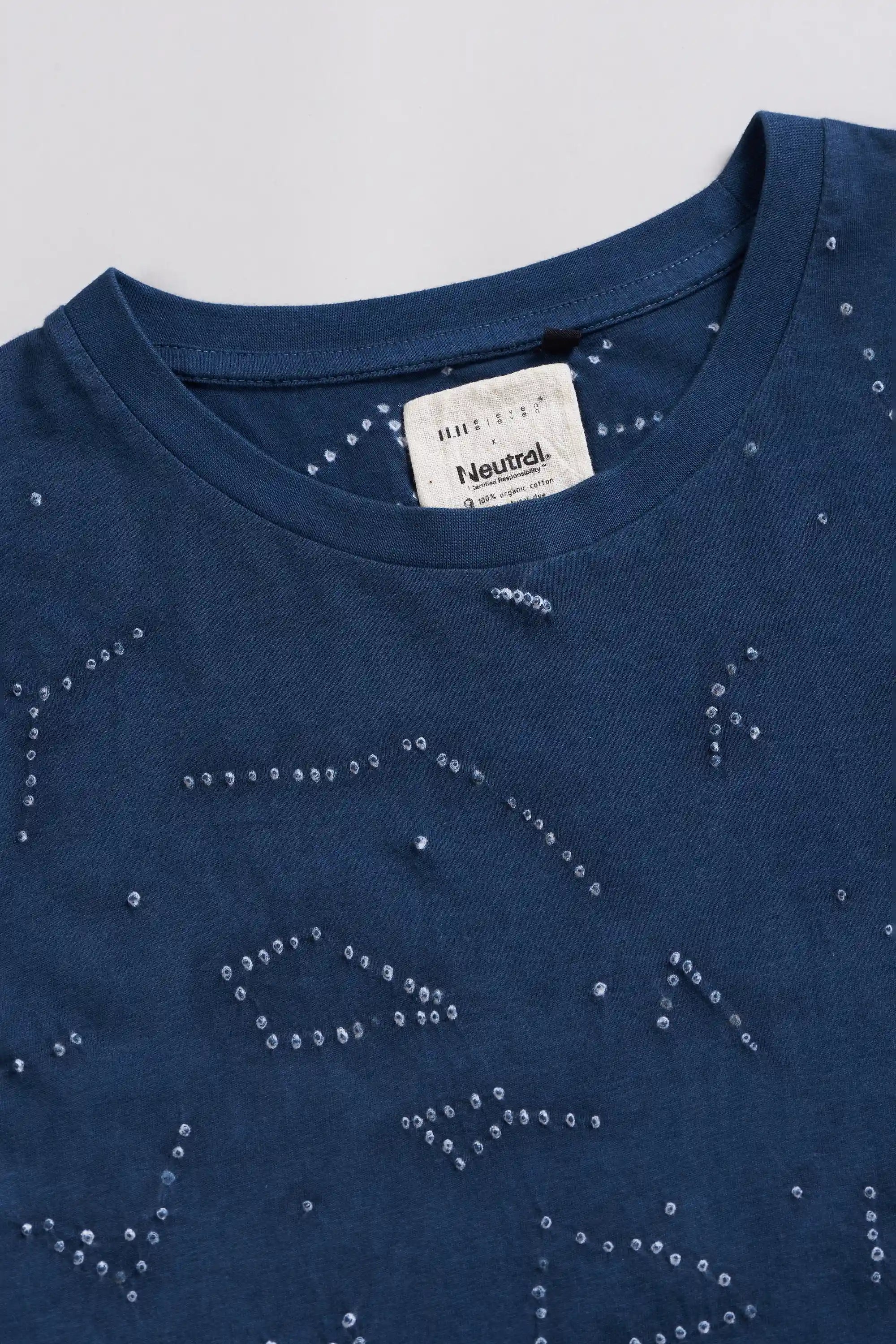 Space Blue Cotton Bandhani T-Shirt