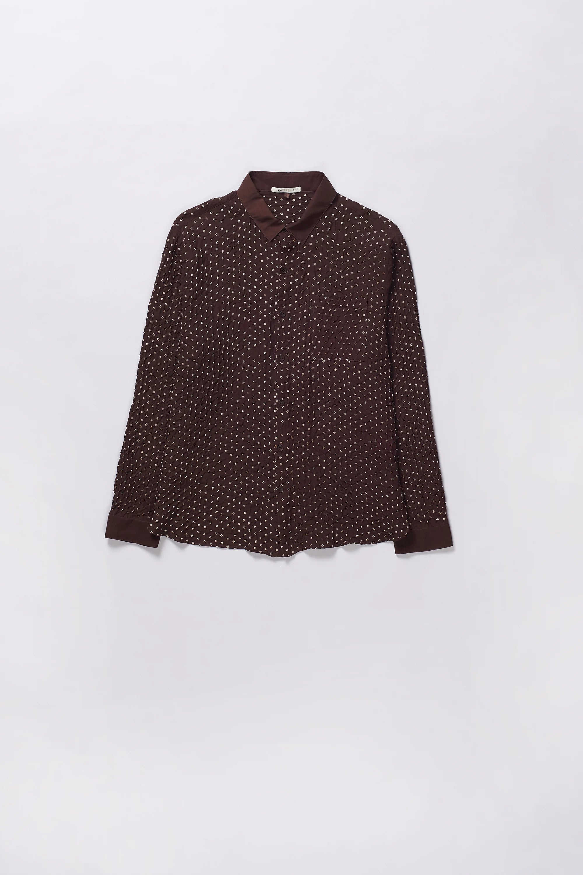 Silk Bandhani Shirt in Burnt Umber