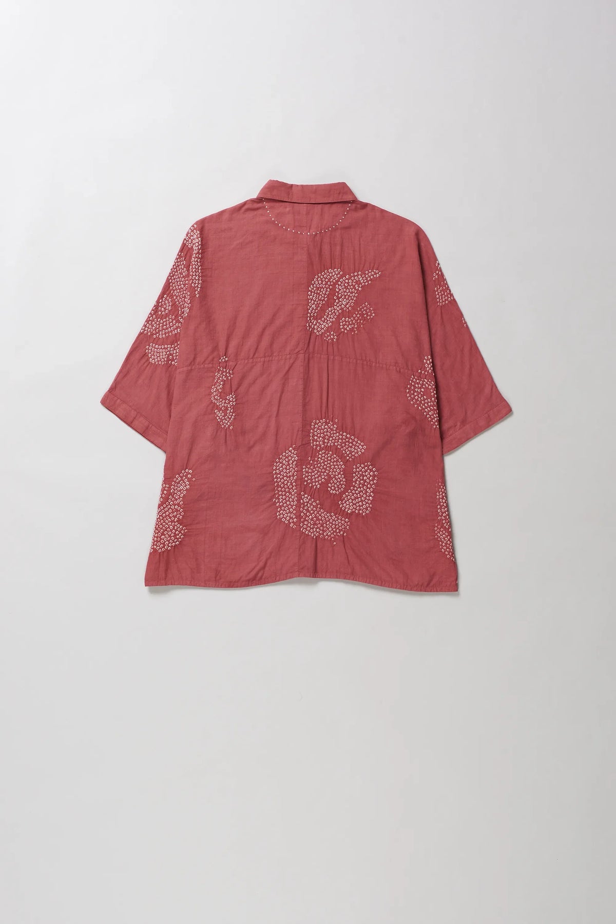 Cotton Bandhani Shirt in Pink Wood