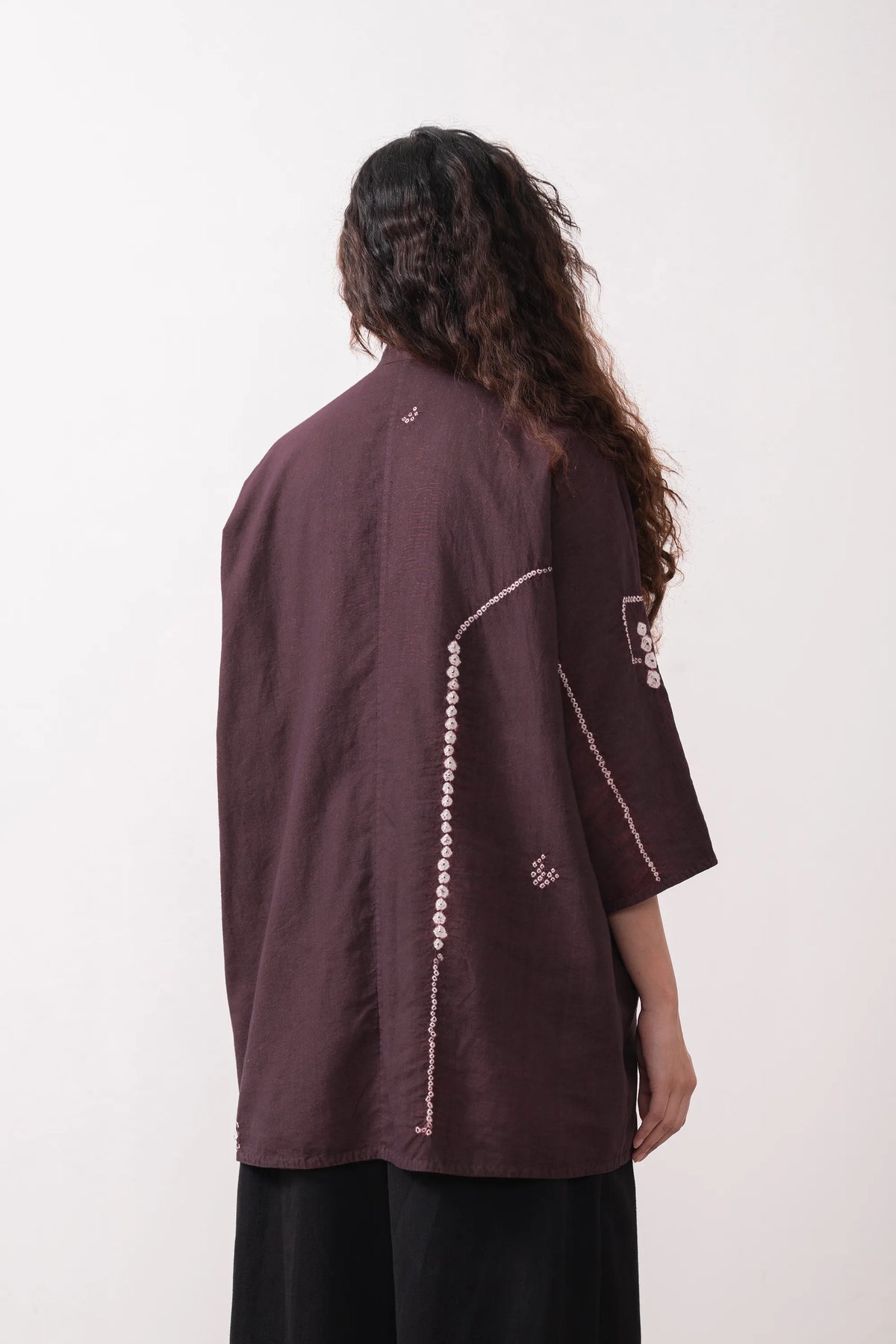 Purple Red Bandhani Macca Shirt