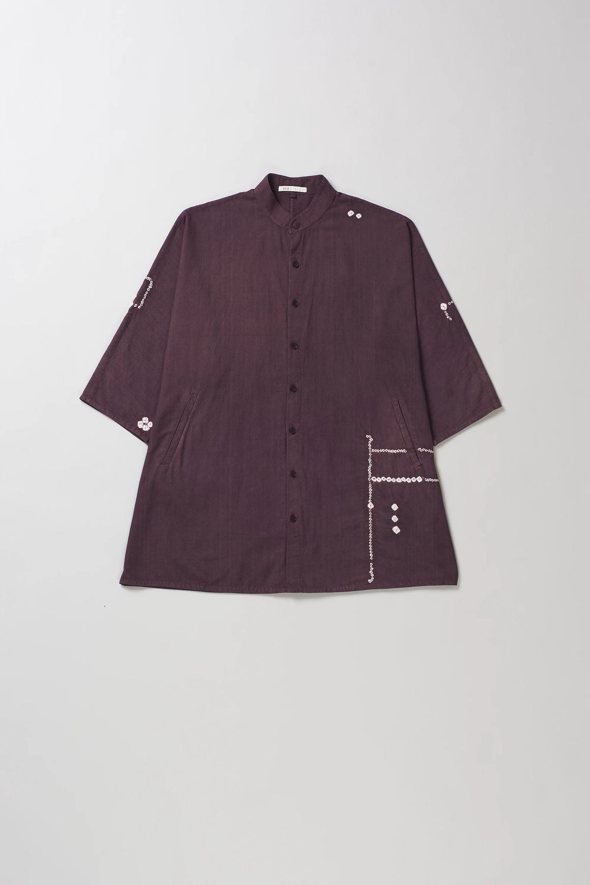 Bandhani Macca Shirt in Purple Red