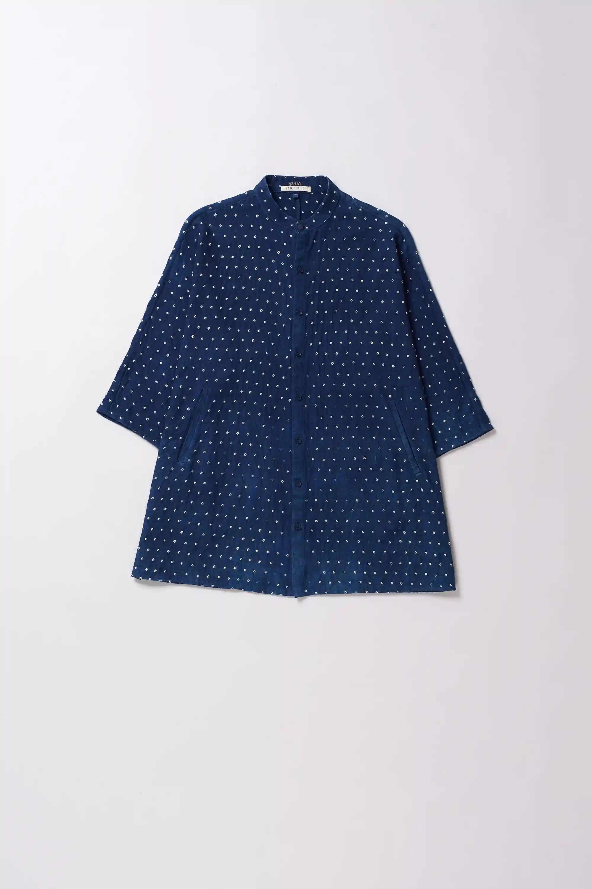 Indigo Macca Bandhani Relaxed Shirt