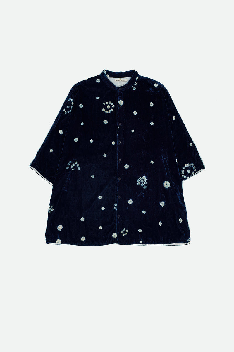 INDIGO BANDHANI VELVET SHIRT