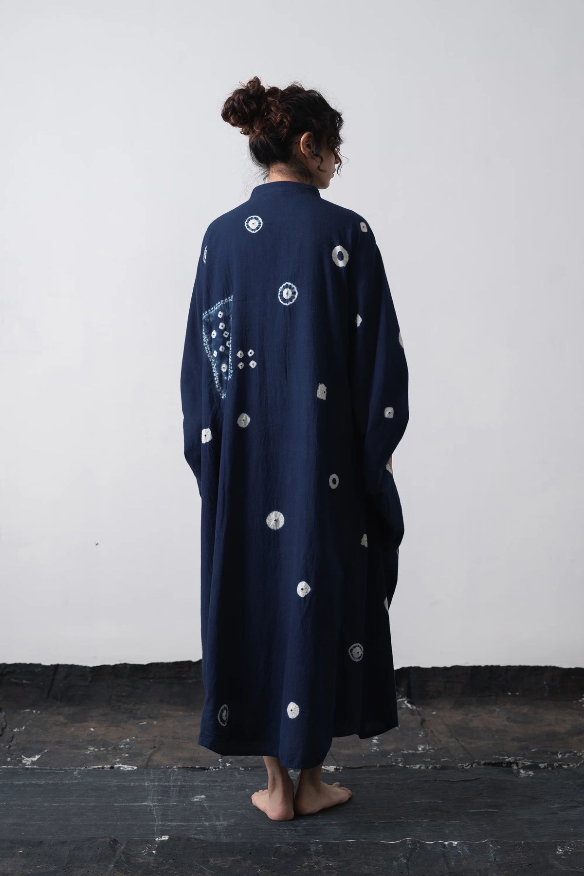 Shibori Drape Dress In Indigo
