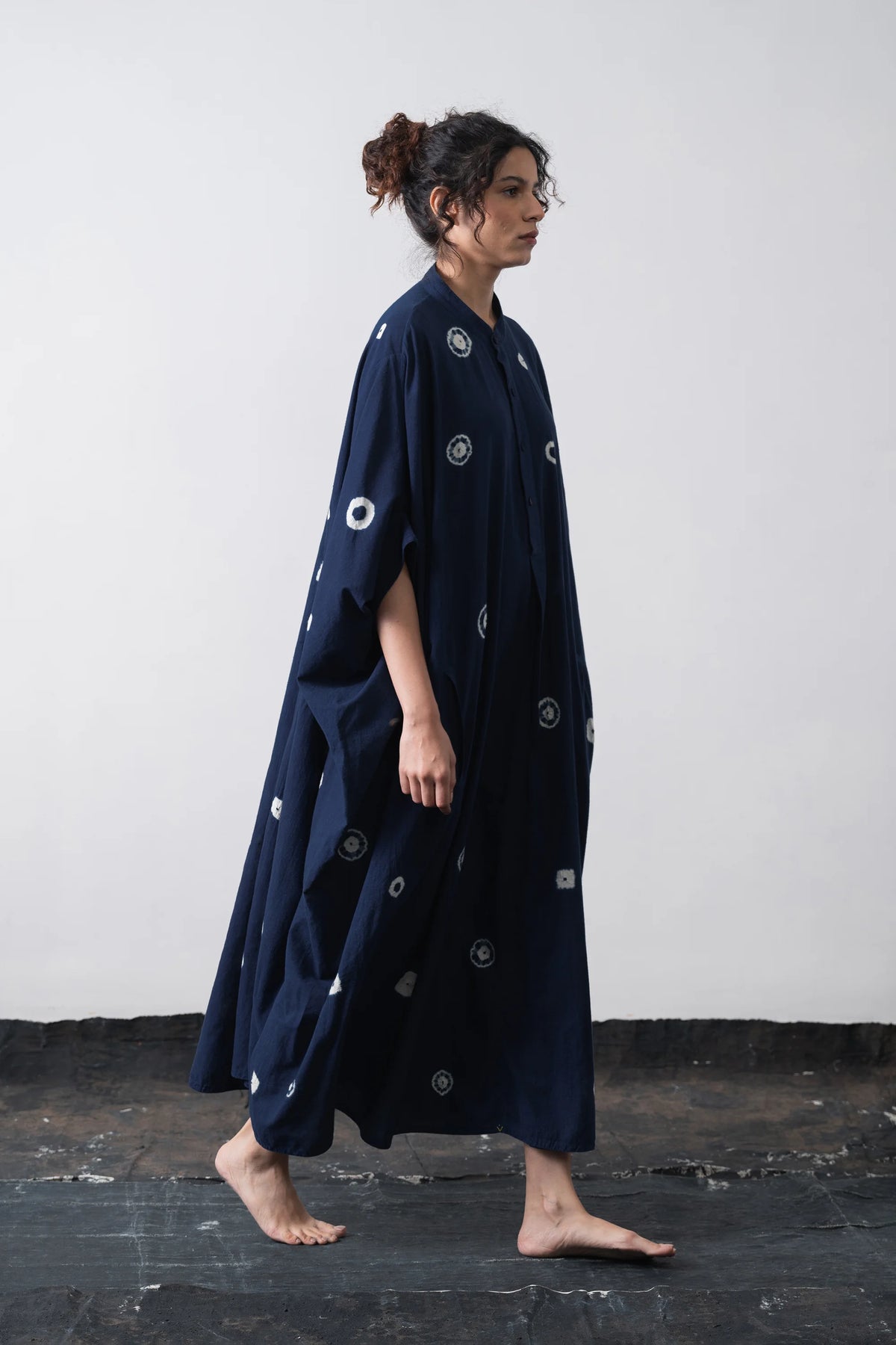 Shibori Drape Dress In Indigo