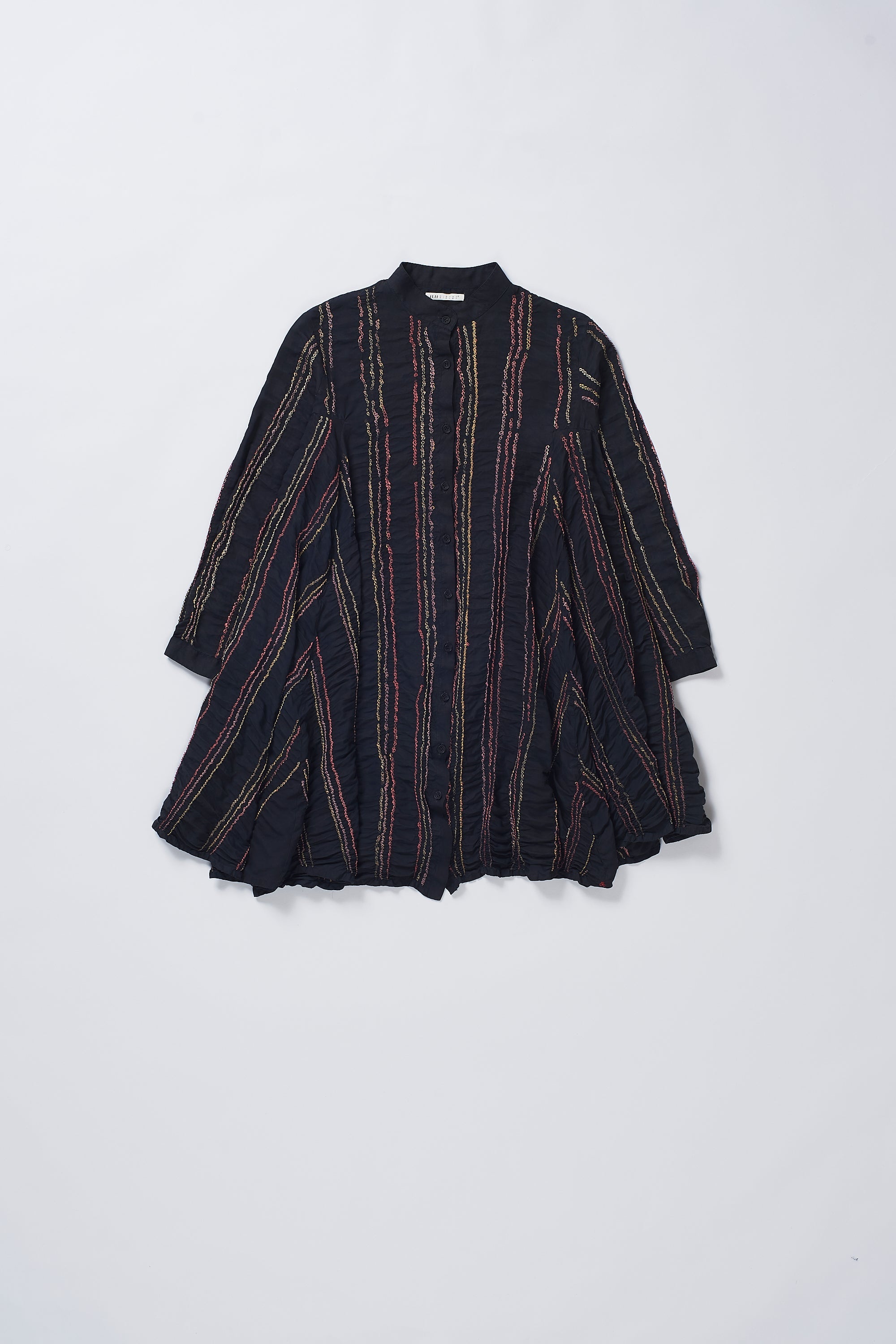 BLACK SILK BANDHANI AND SCREENPRINT WOMEN SHIRT