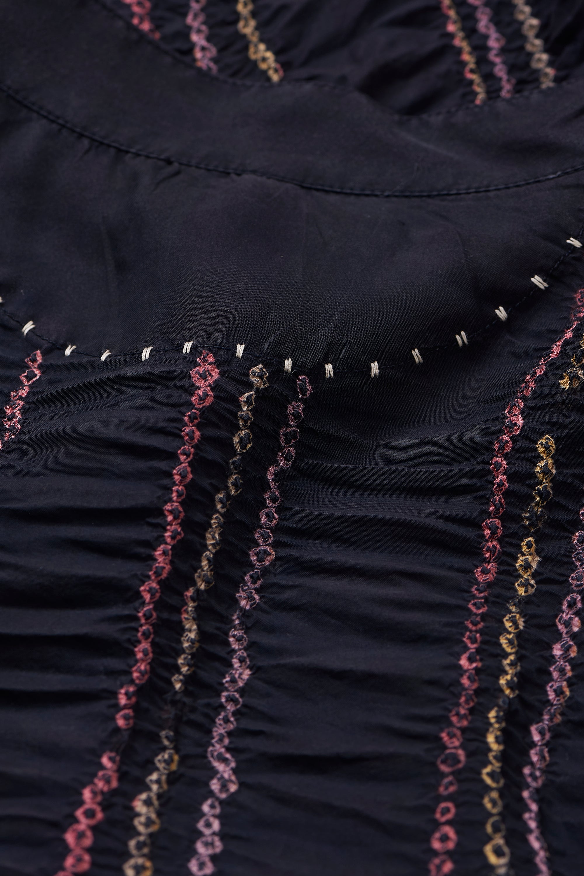 BLACK SILK BANDHANI & SCREENPRINT WOMEN SHIRT