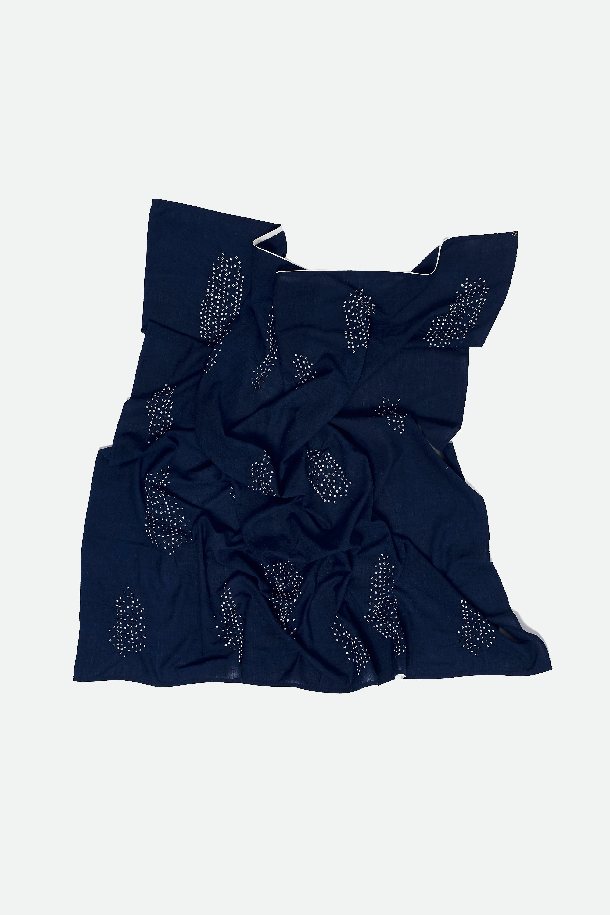 INDIGO COTTON BANDHANI MOTIF SMALL SCARF