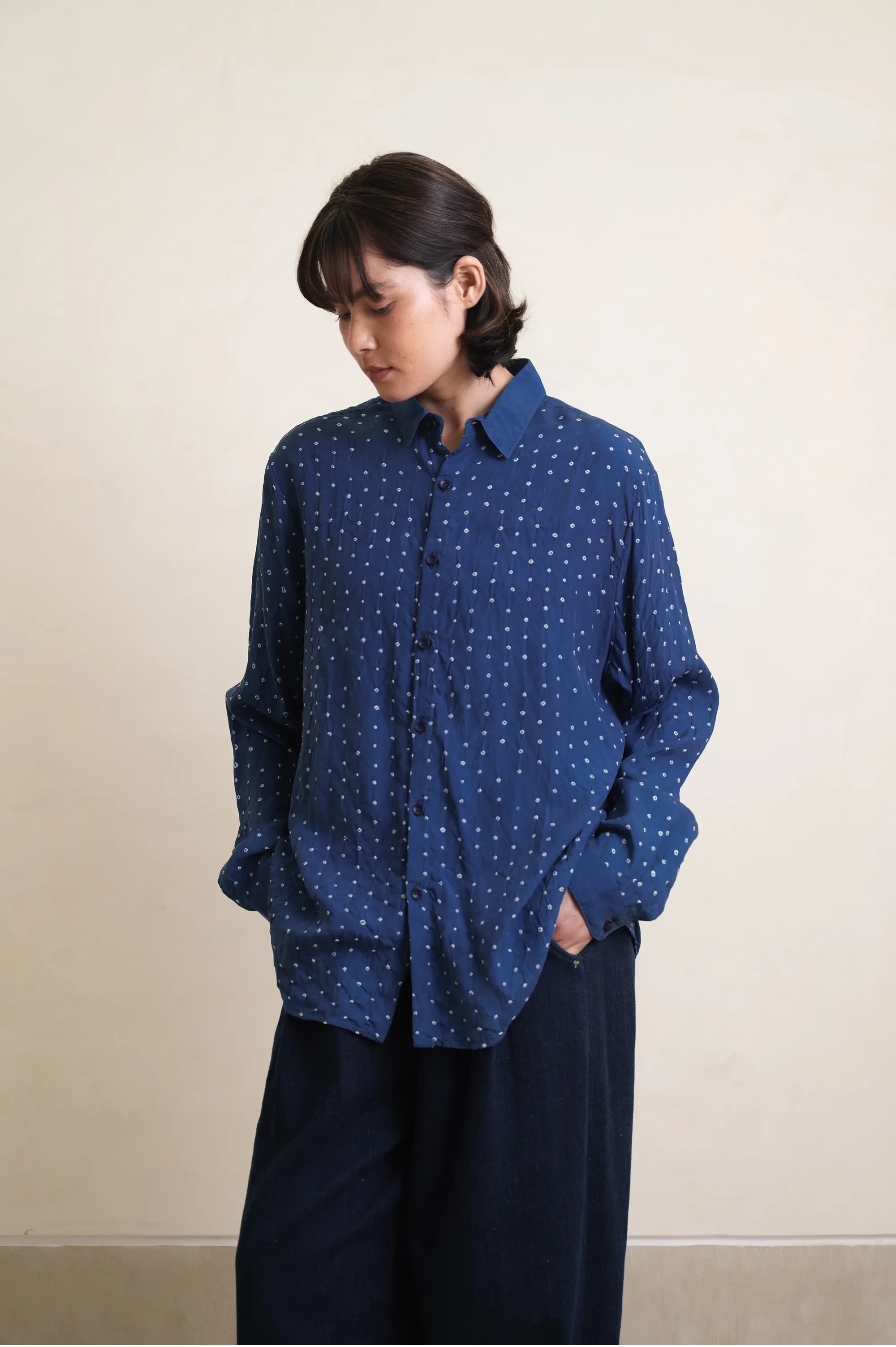 Bandhani Shirt in Medium Indigo