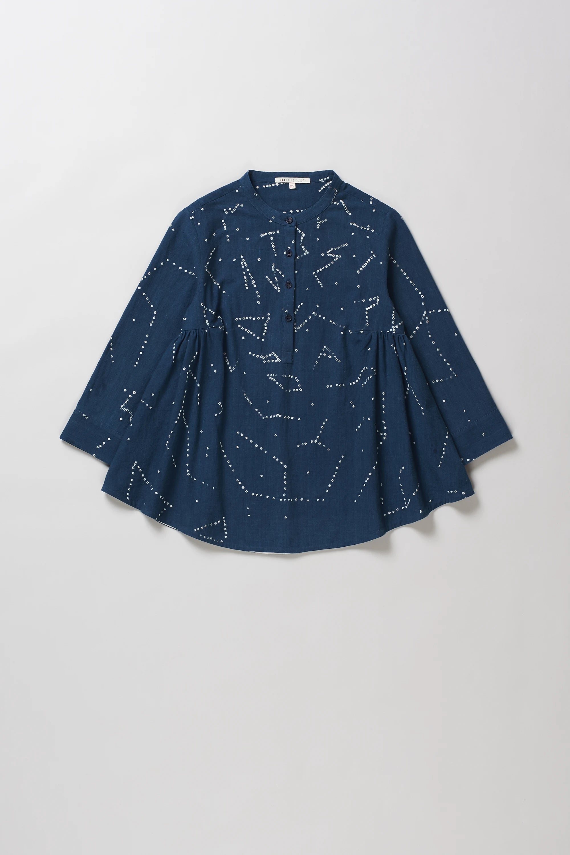 Mul Cotton Bandhani Top in Space Blue