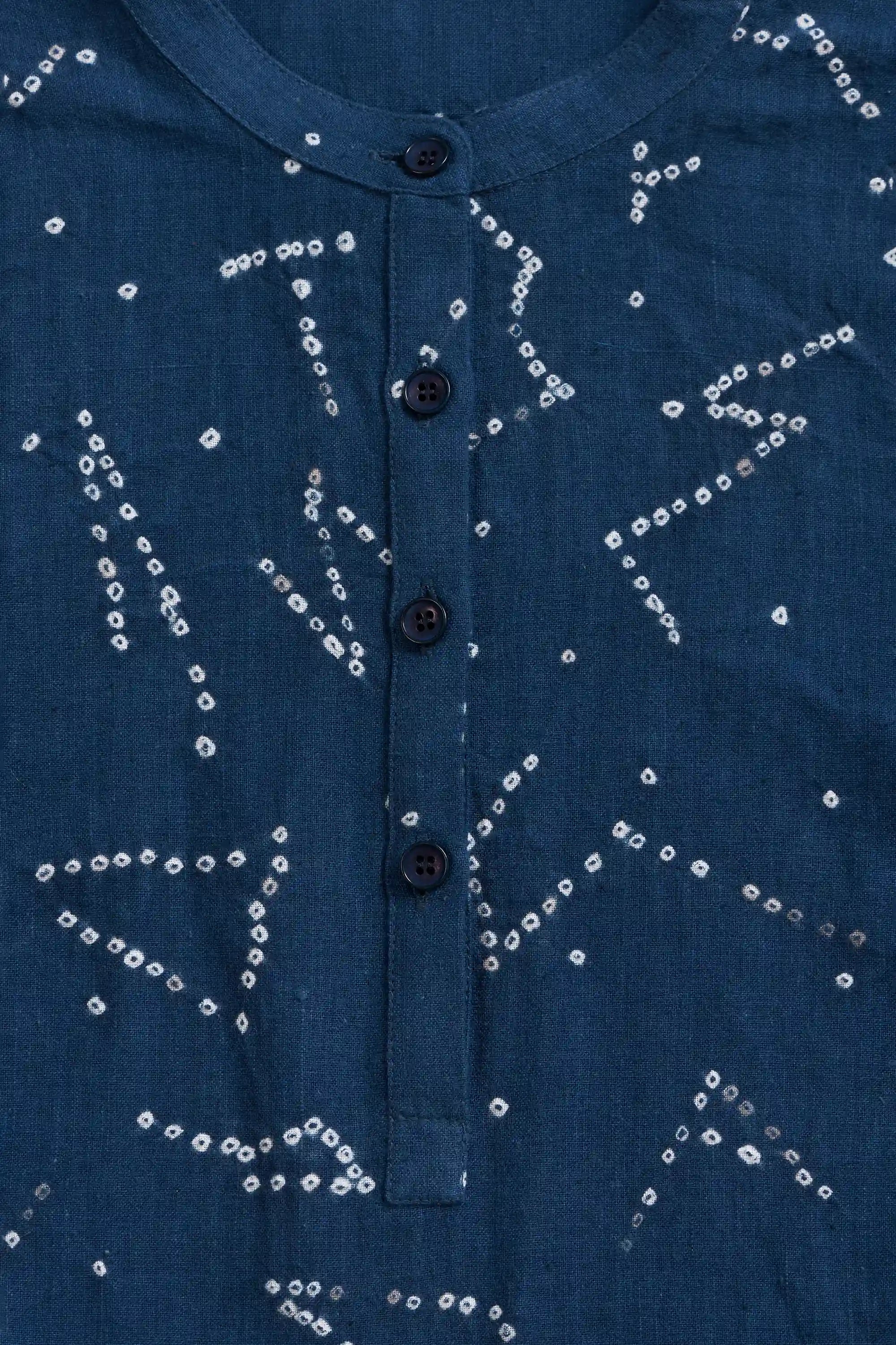 Mul Cotton Bandhani Top in Space Blue