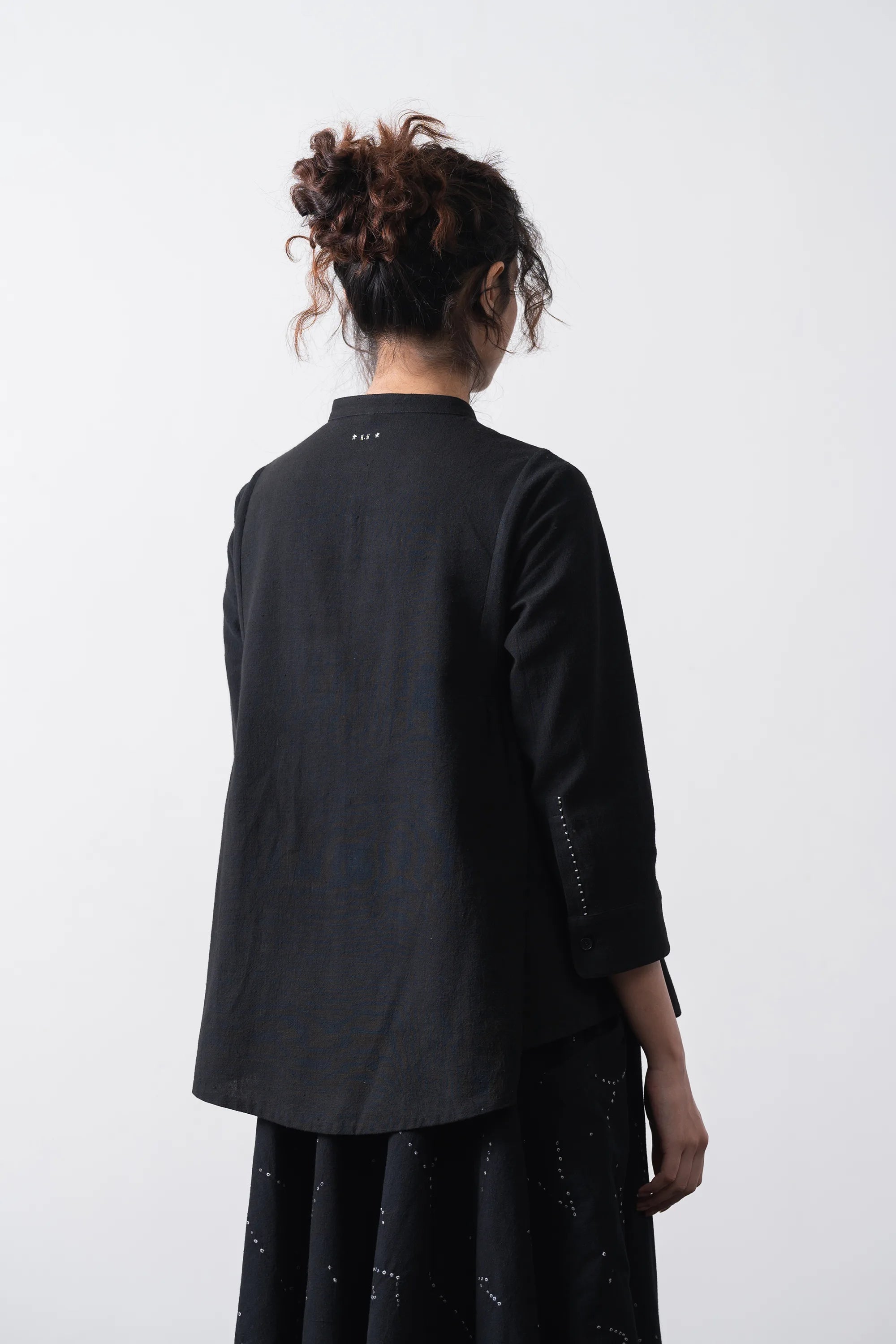 Black Cotton Top with Hand Details