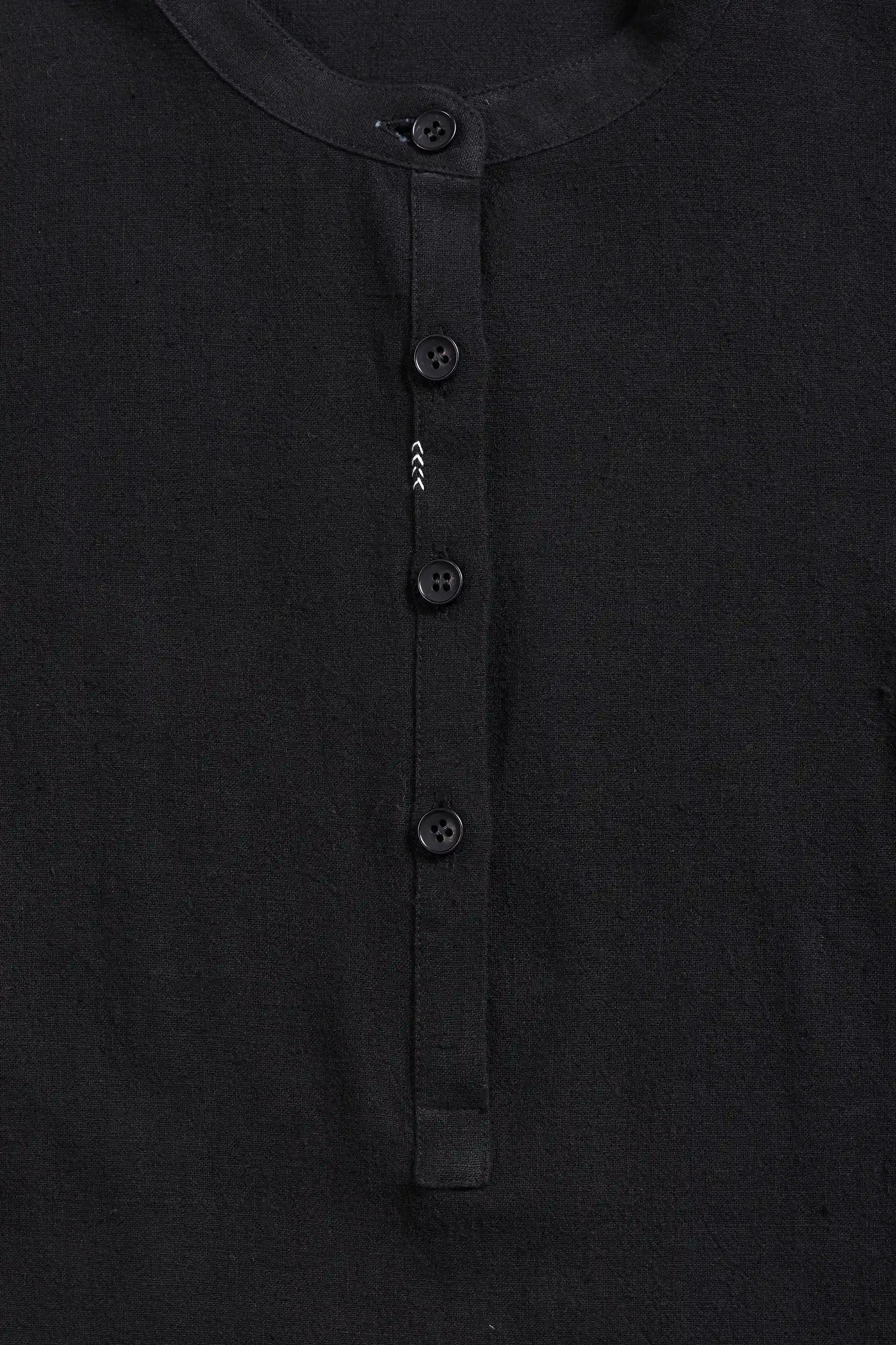 Black Cotton Top with Hand Details