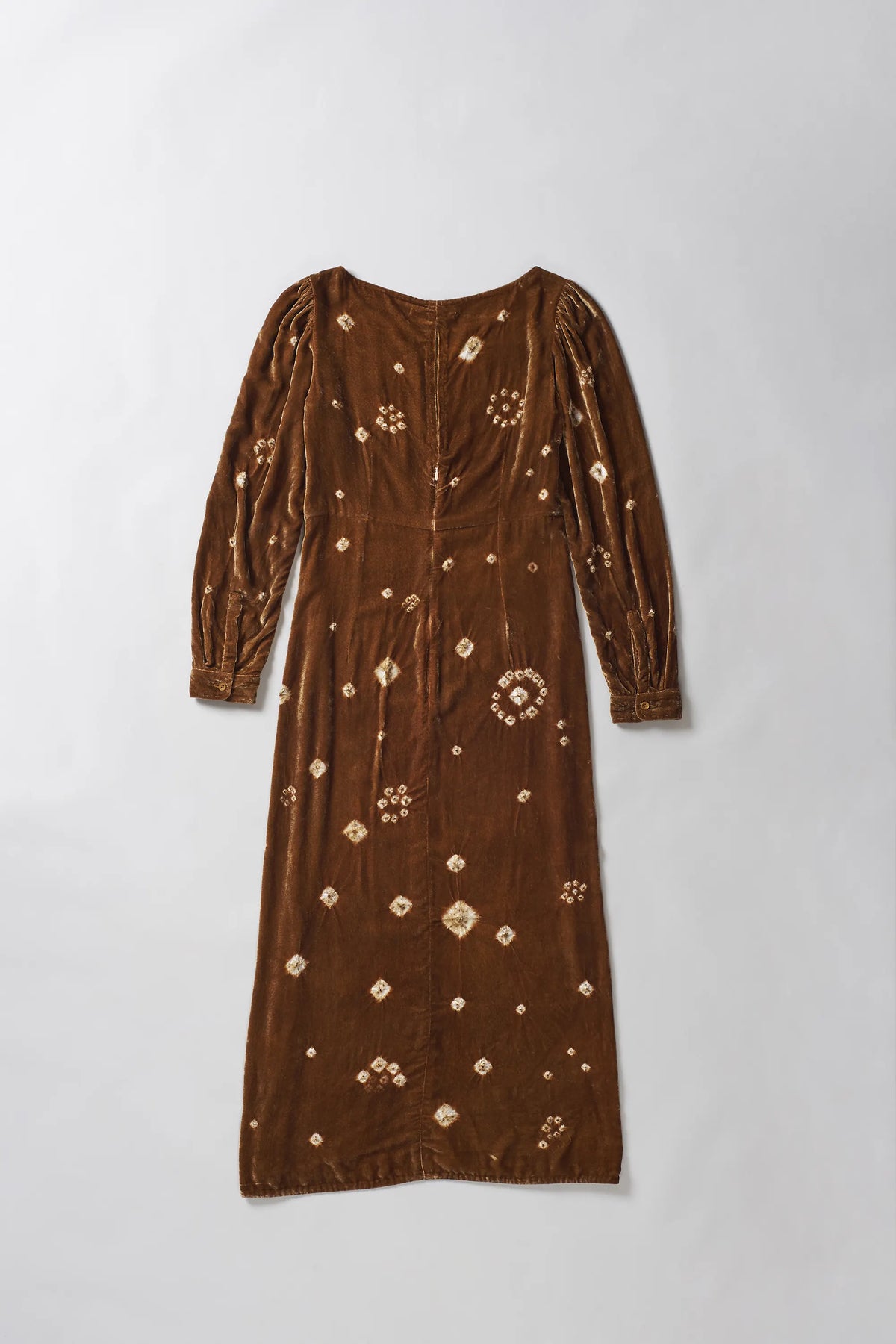 Velvet Bandhani Dress in Filter Coffee