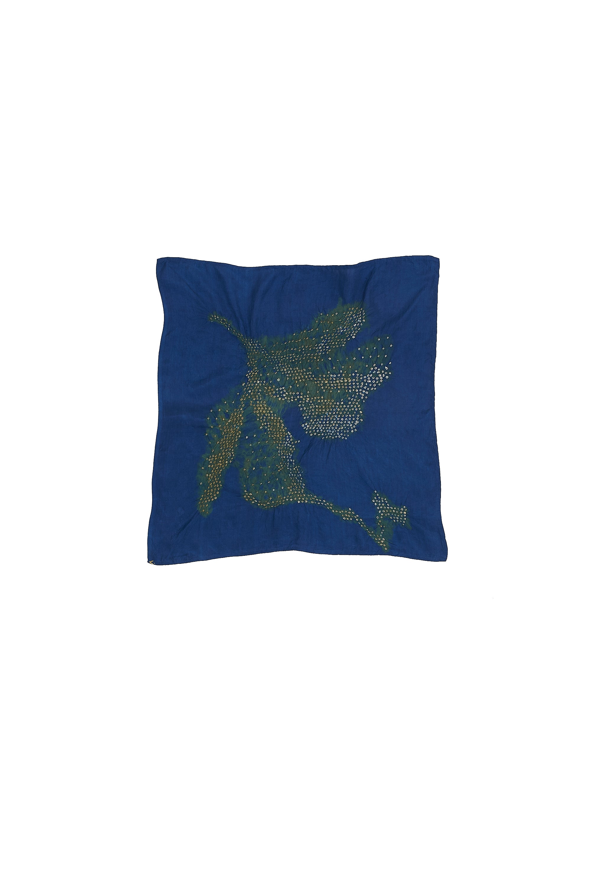 MEDIUM INDIGO SILK BANDHANI SCARF