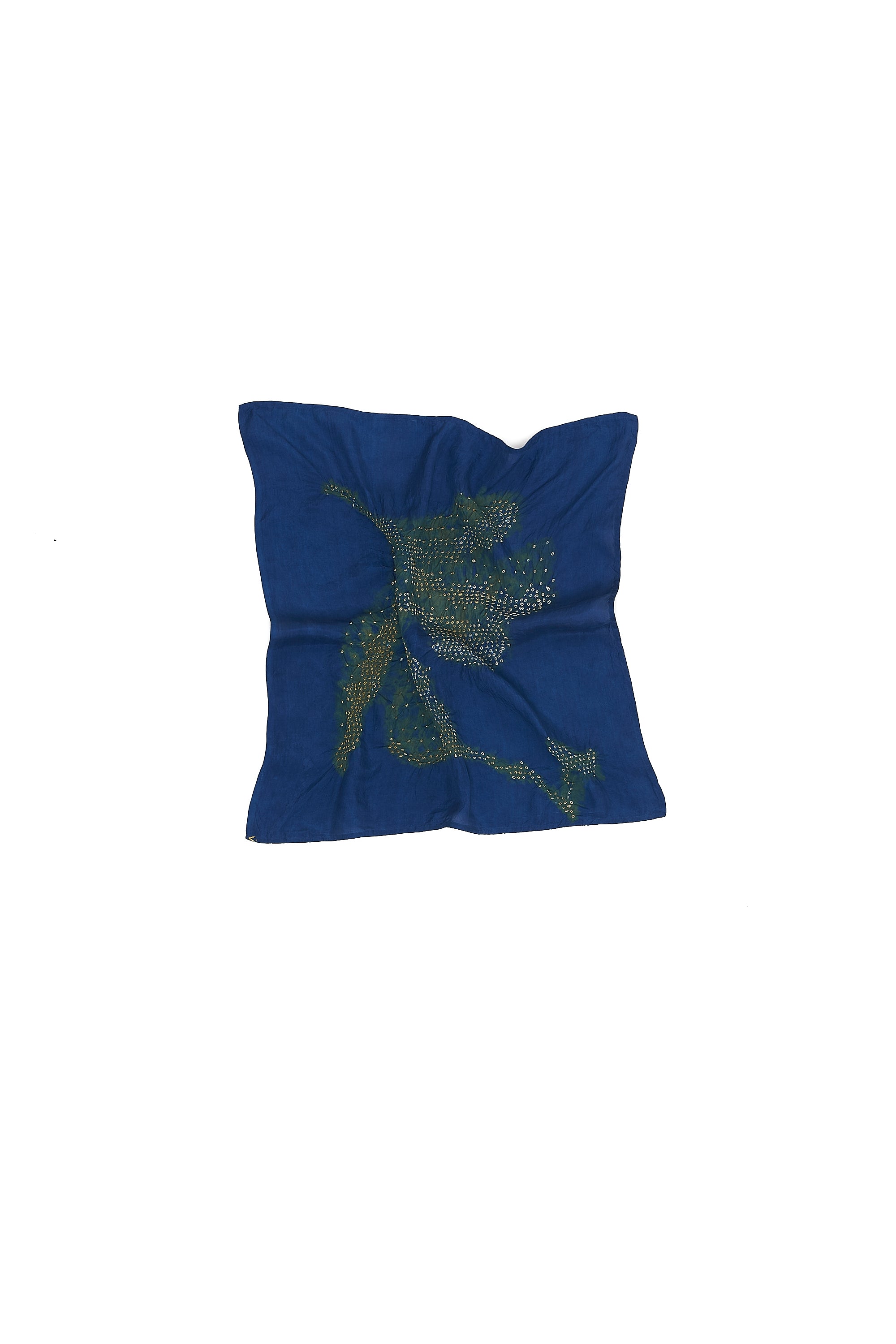 MEDIUM INDIGO SILK BANDHANI SCARF