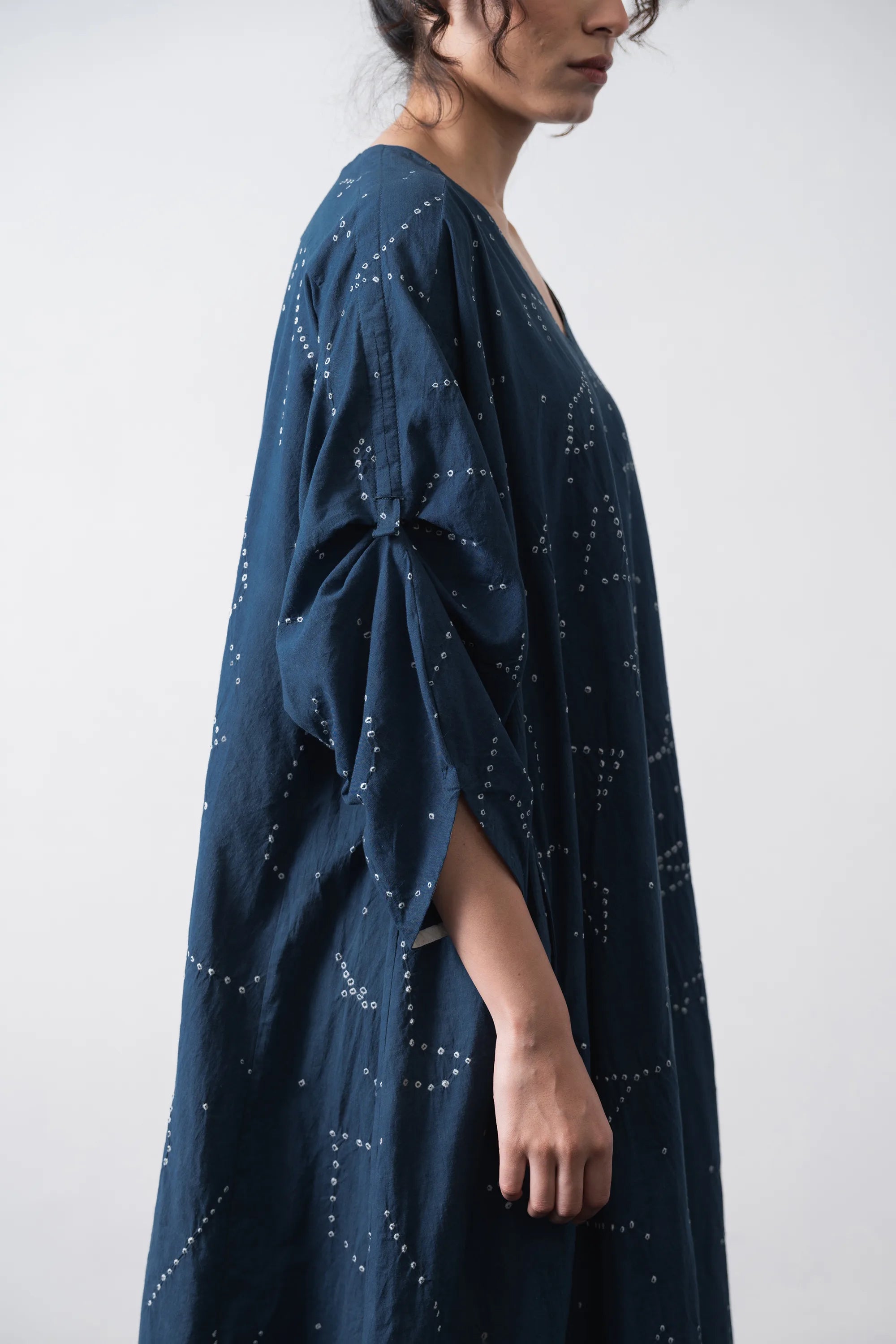 V Neck Mul Dress in Space Blue