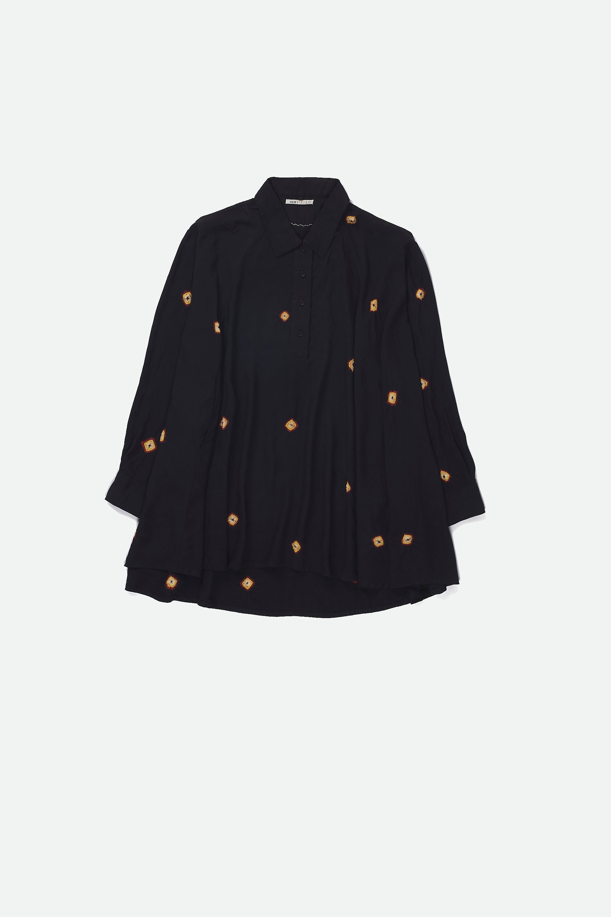 BLACK SHIRT DRESS WITH BANDHANI
