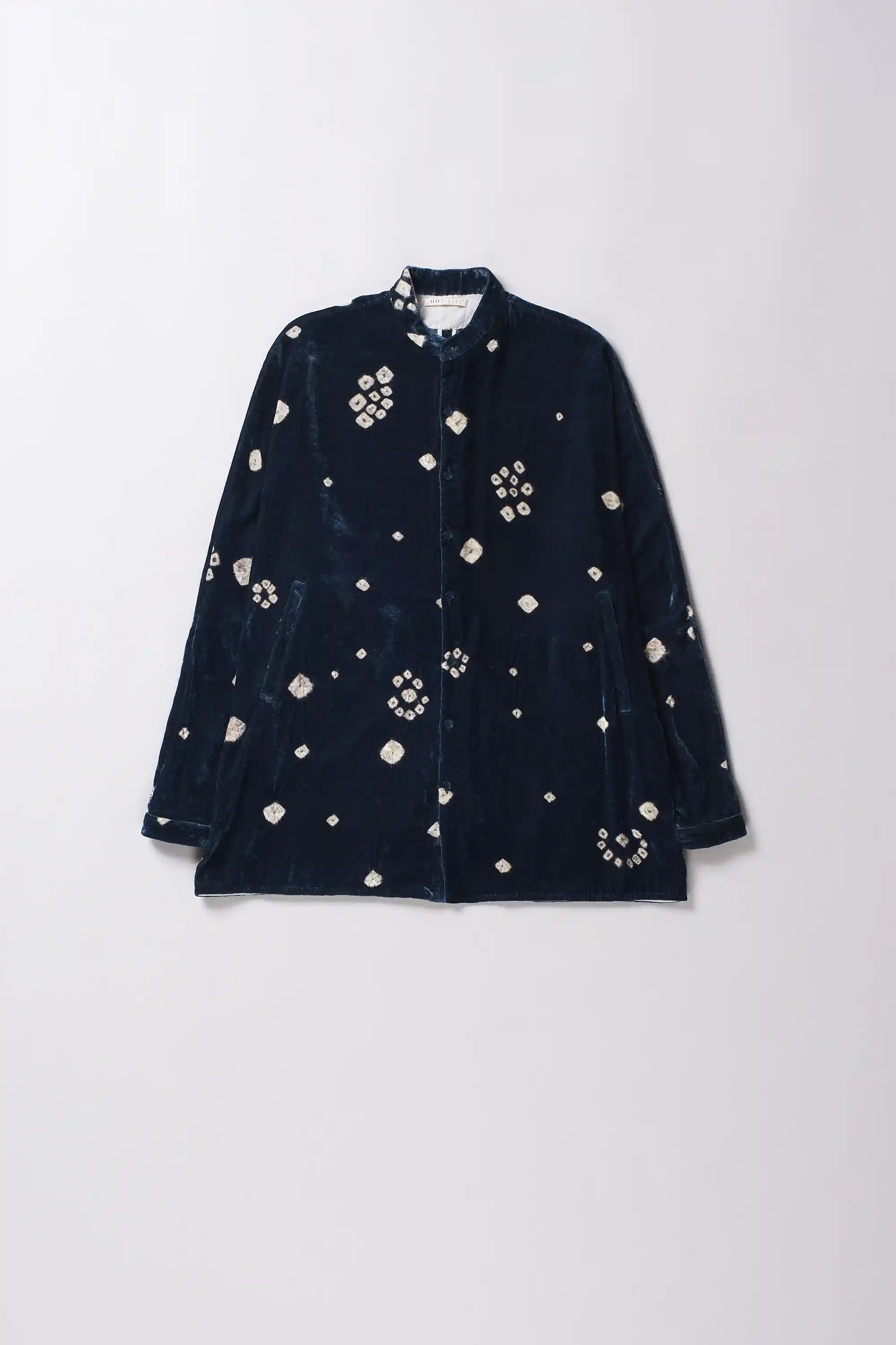 Estate Blue Velvet Bandhani Shirt