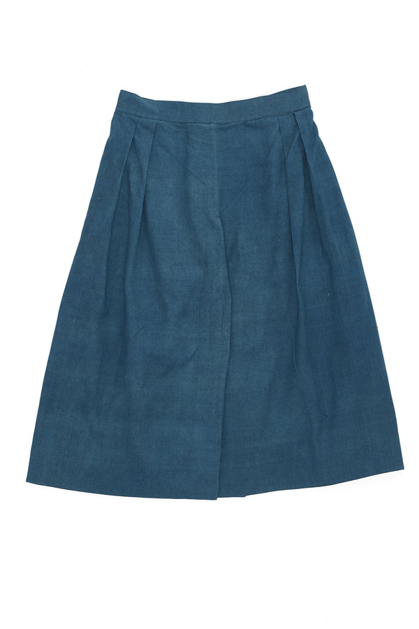 TURQUOISE PLEATED CULOTTES IN HANDSPUN COTTON