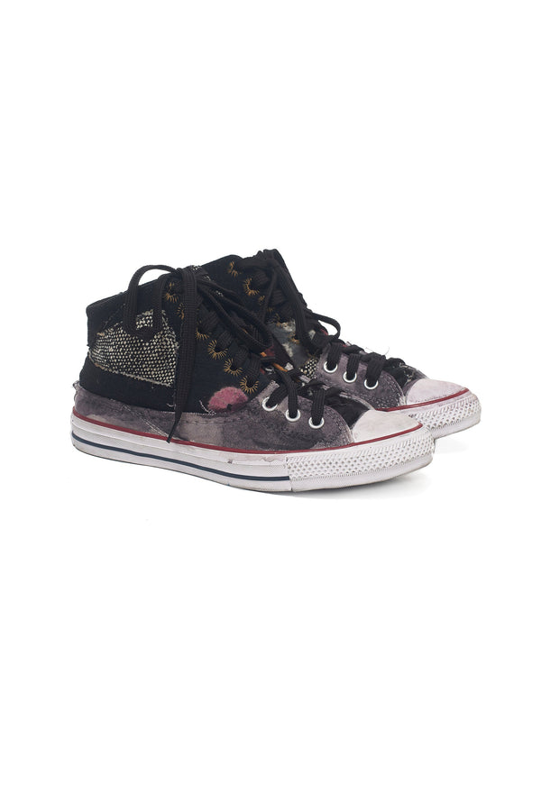 BLACK ONE OF A KIND HANDMADE CONVERSE SHOES