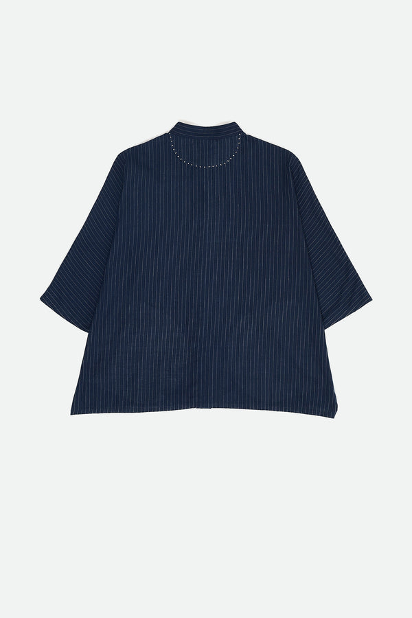 MEDIUM INDIGO CAPE SLEEVE SHIRT