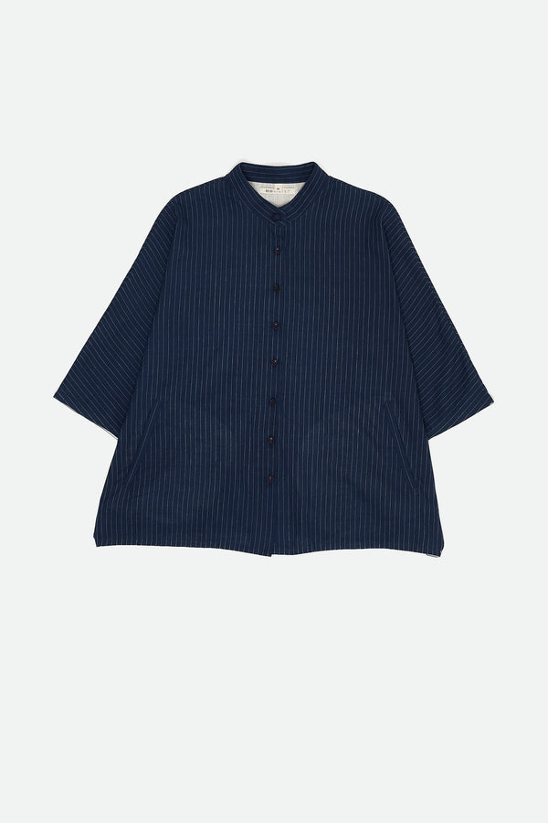 MEDIUM INDIGO CAPE SLEEVE SHIRT