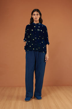 Multi-Coloured Bandhani Velvet Shirt
