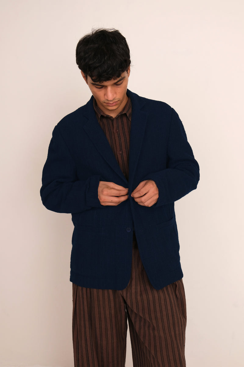 INDIGO TEXTURED COTTON JACKET