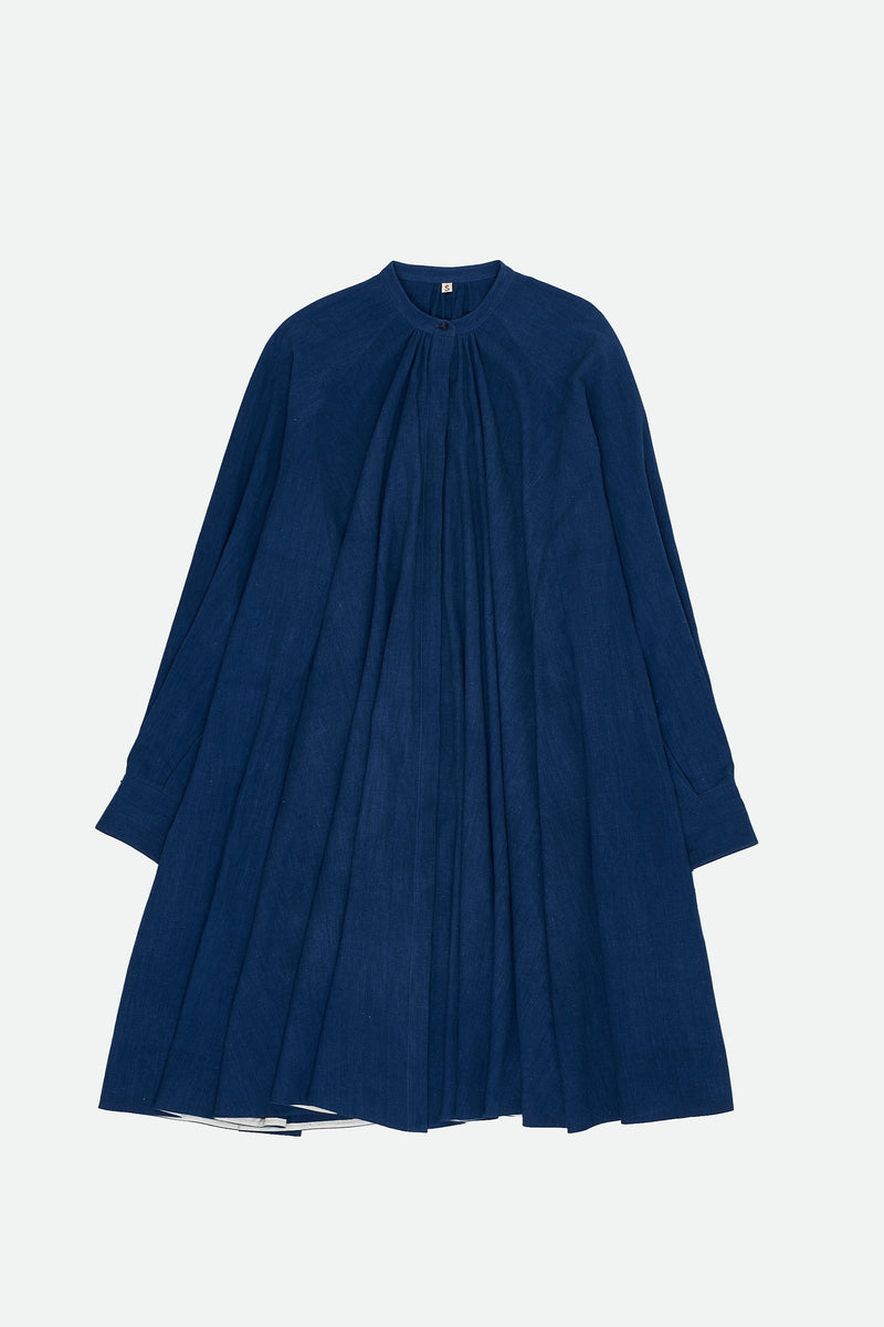 MEDIUM INDIGO FINE COTTON STATEMENT DRESS