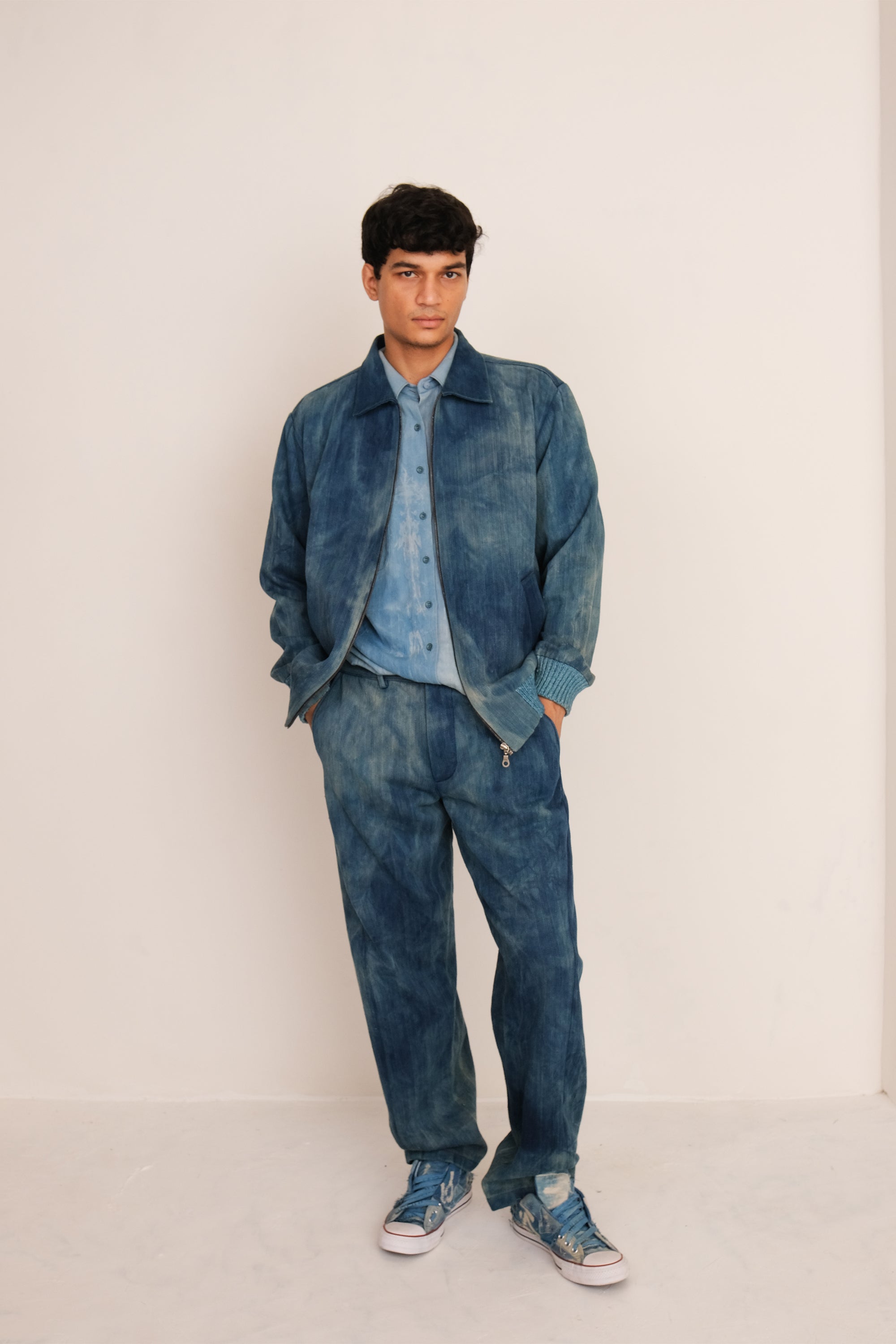 INDIGO WASHED HANDWOVEN DENIM JACKET