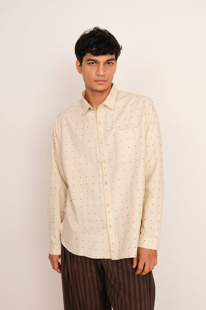 ECRU FINE COTTON TANGALIYA UNISEX SHIRT