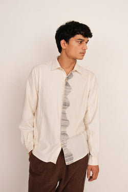 ECRU & BLACK COTTON JAMDANI SHIRT