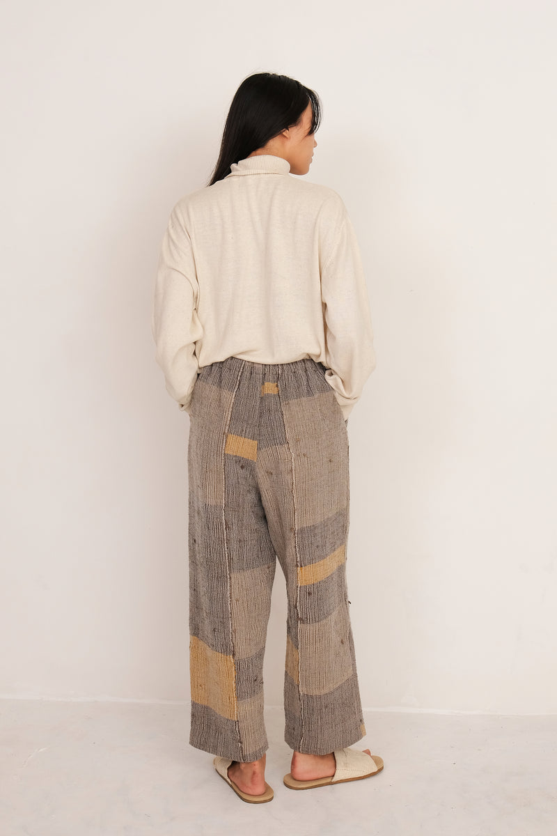 PATCHWORKED UNISEX COTTON SILK MADE PANTS