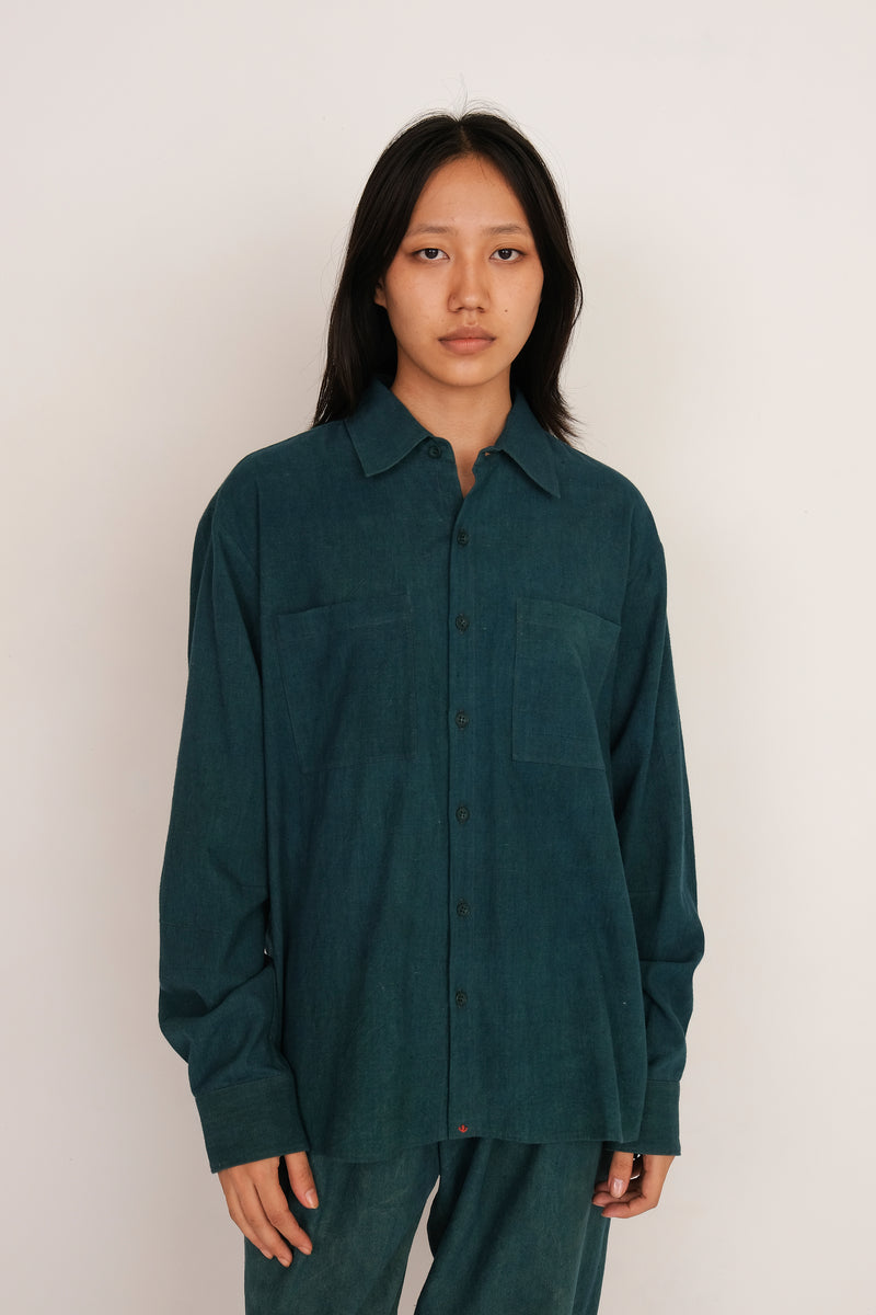 BOTTLE GREEN FINE COTTON SHIRT