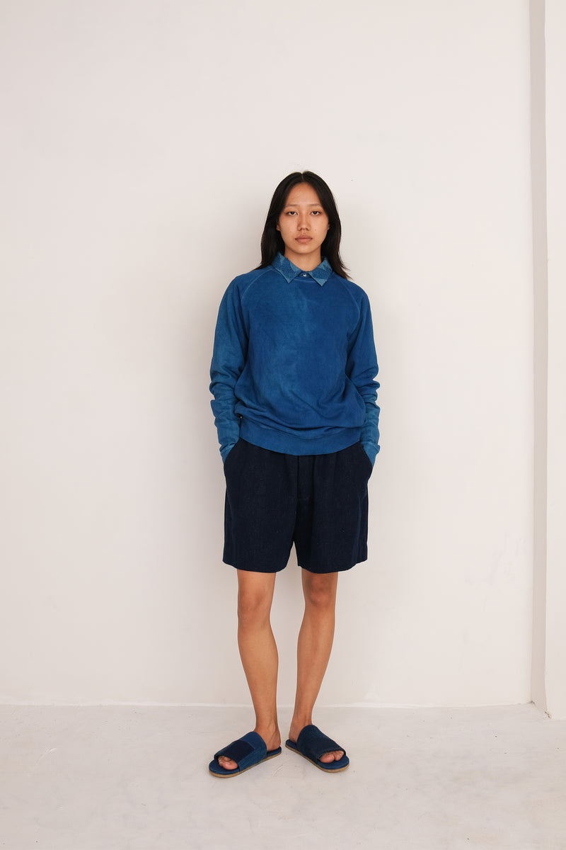 INDIGO SOLID ORGANIC COTTON SWEATSHIRT