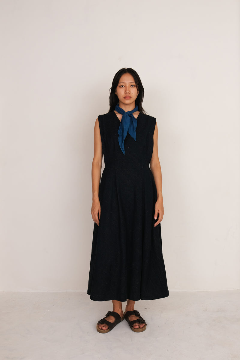 HANDCRAFTED DENIM FLARED DRESS