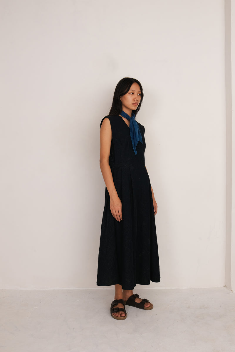 HANDCRAFTED DENIM FLARED DRESS