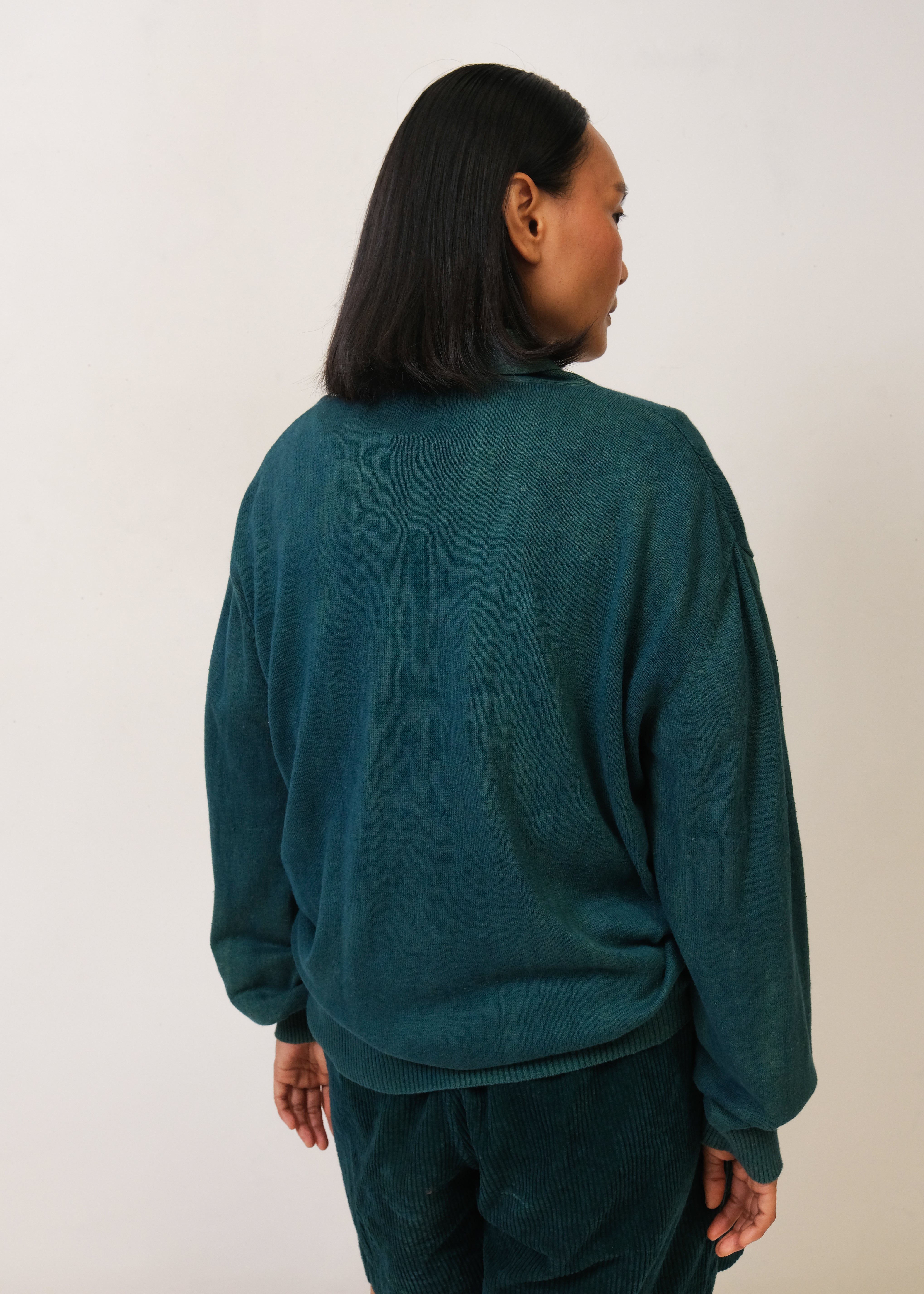 BOTTLE GREEN SOLID COTTON CARDIGAN