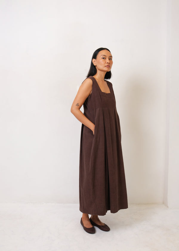 Burnt Umber Solid  Statement Dress